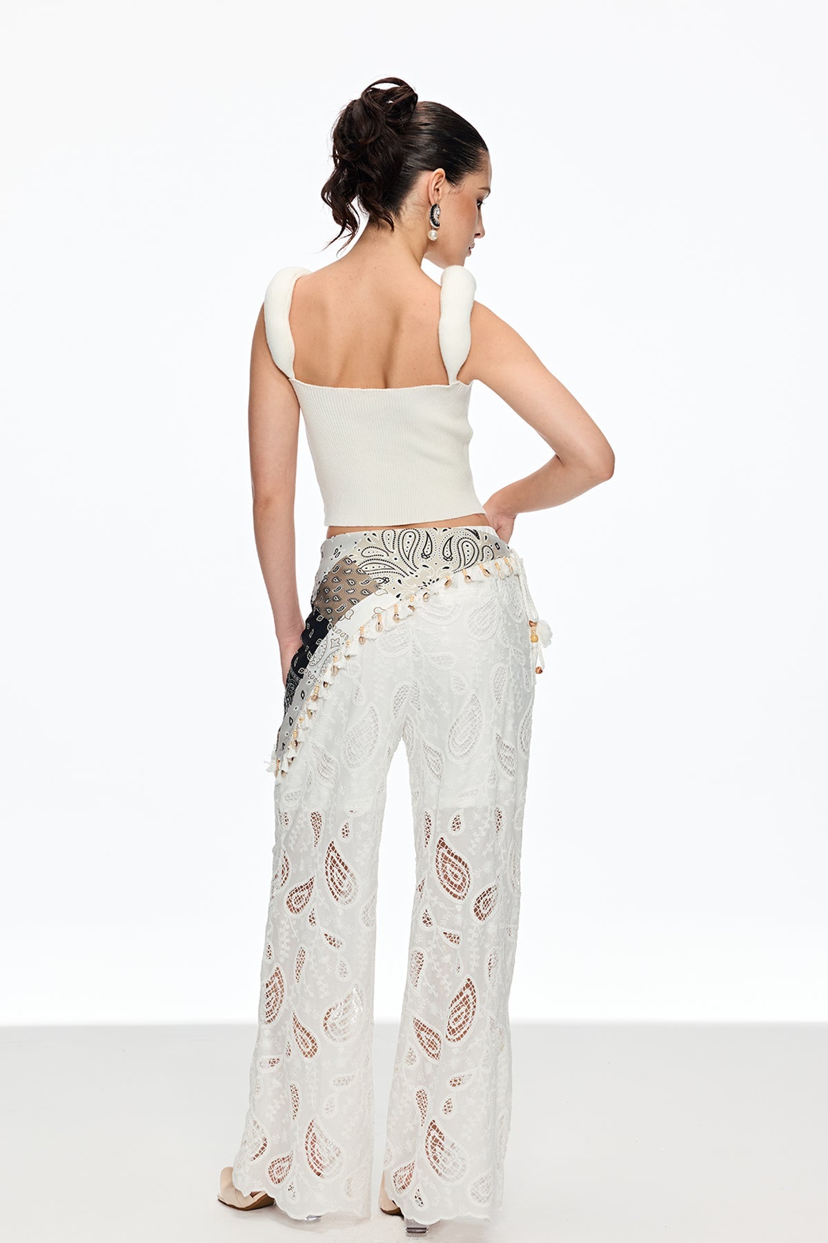 Stylish red dress | Calanthe Cutout Embroidered Pants - Ideal for special occasions