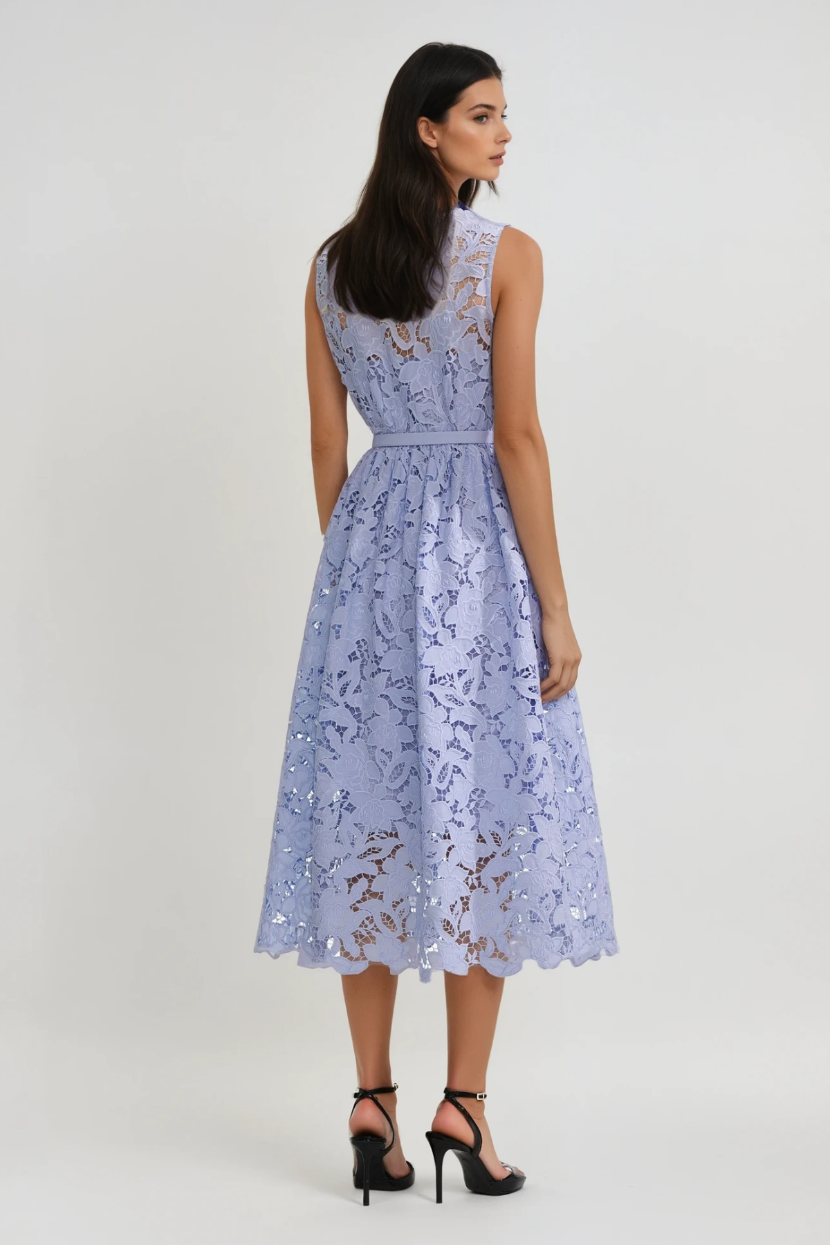 Calixtus Embroidered Sleeveless Cutout Midi Dress