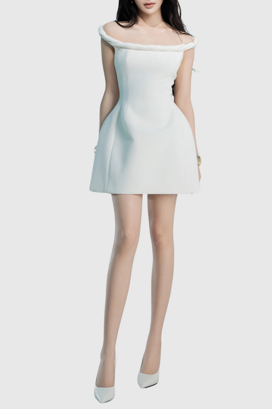 Ellalabel Calwa Off Shoulder Flare Mini Dress - Crafted from High-quality Fabrication- Best for Cocktail Parties and Night Out.