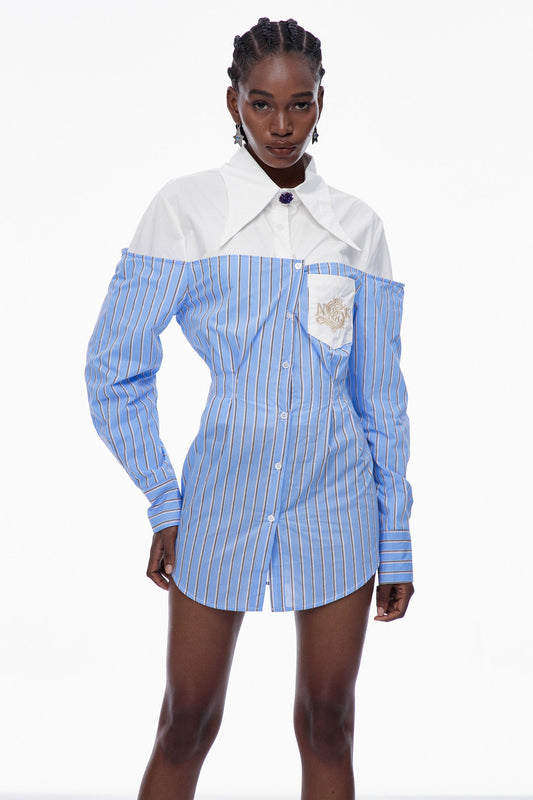 Ellalabel Carel Deconstruct Stripe Shirt - Crafted from High-quality Fabrication - Designed for Elegant Occasions.