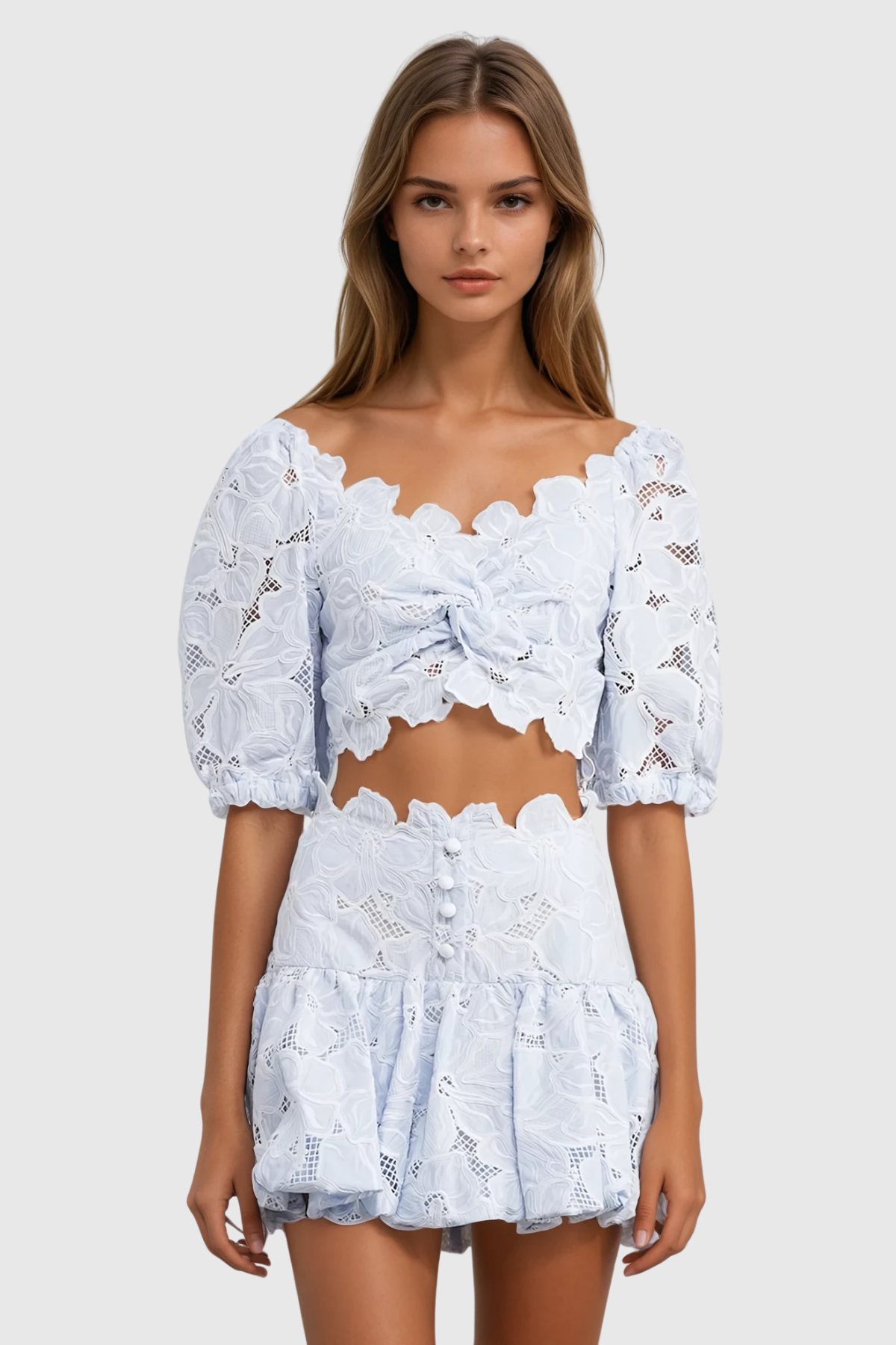 Shop  red dress - Perfect for special occasions | Carmela Embroidered Cutout Skirt Set