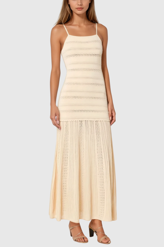 Ellalabel Carrol Stripe Knit Maxi Dress - Crafted from Soft-touch Fine Knit- Ideal for Wedding Guest and Formal Galas.