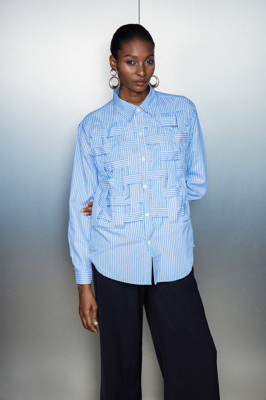 Ellalabel Castor Stripe Cross Shirt - Crafted from High-quality Fabrication - Designed for Elegant Occasions.