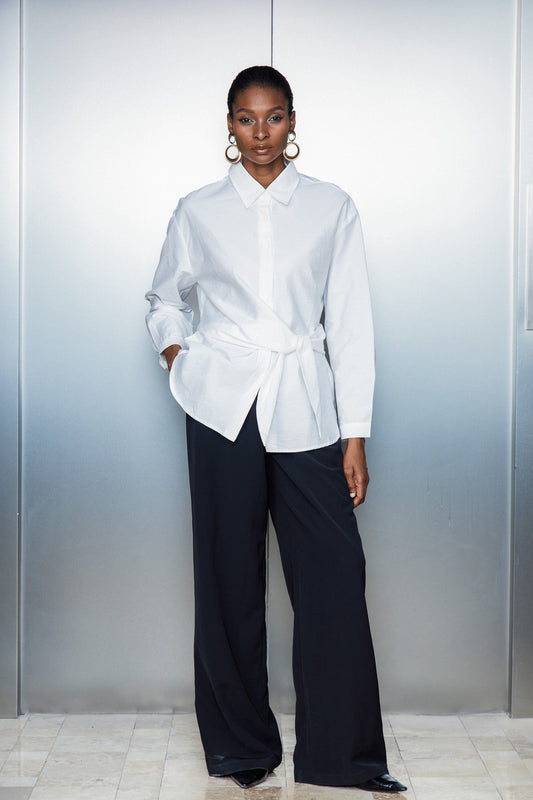 Ellalabel Cat Ruch Shirt - Crafted from High-quality Fabrication - Designed for Elegant Occasions.