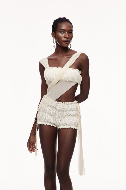 Ellalabel Ceferina Ruch Drawstring Pants Set - Crafted from High-quality Fabrication - Designed for Elegant Occasions.