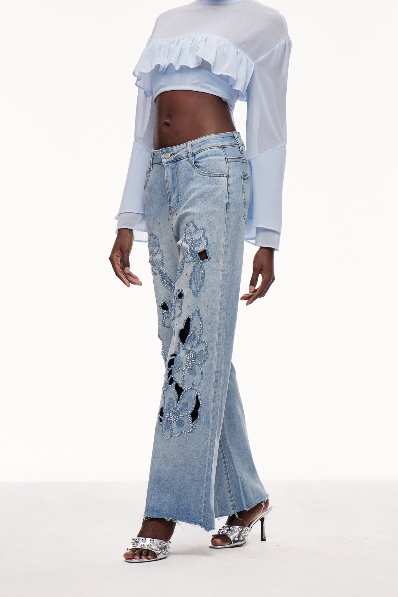 Cemal Embroidered Rhinestone Jeans