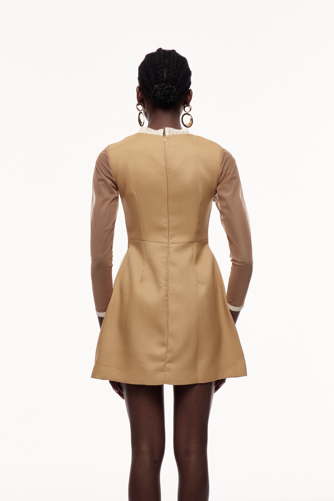 Cenk Lace Embroidered Long Sleeve Mini Dress