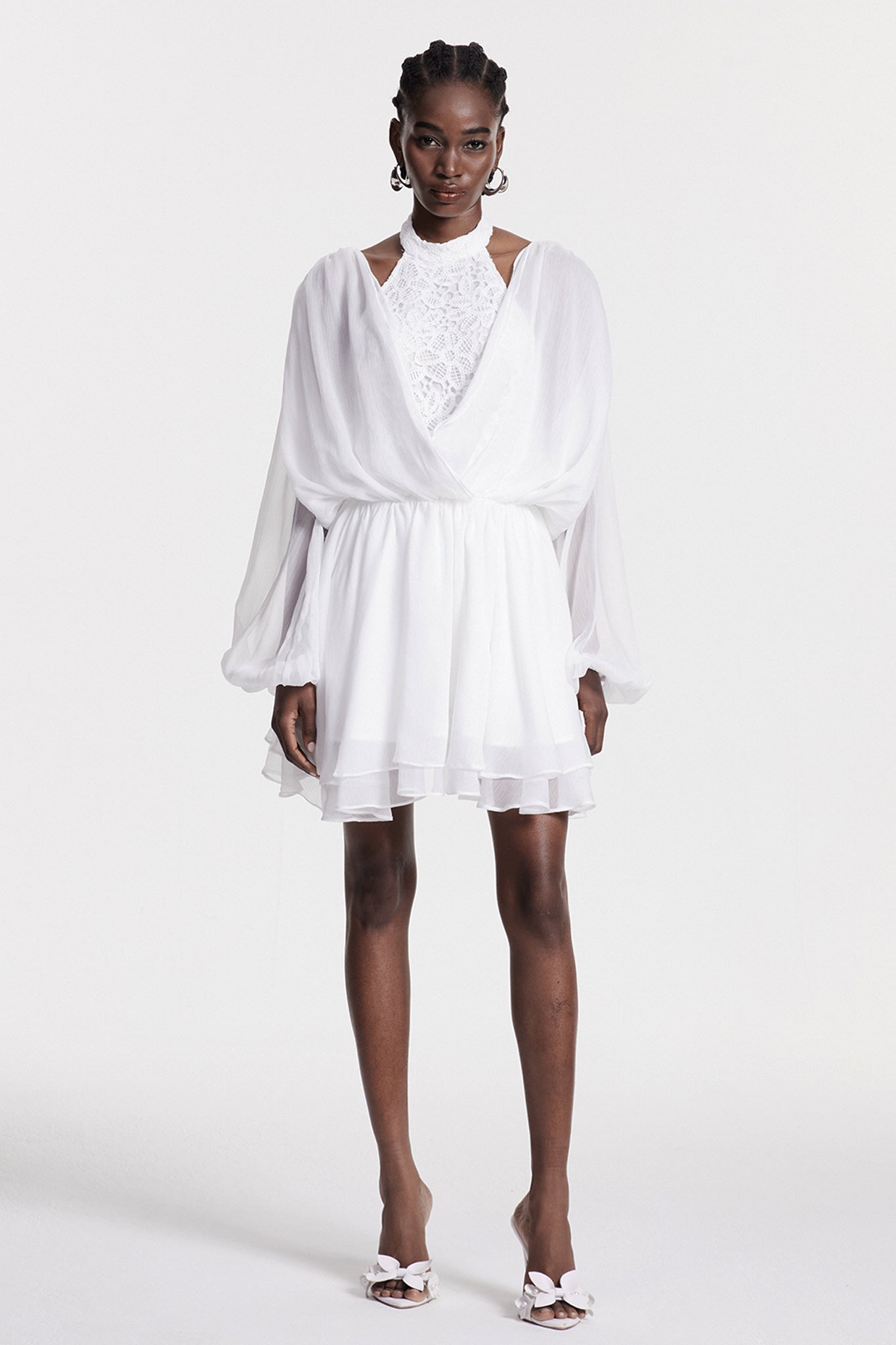 Cerys Embroidered Cowl Neck Mini Dress