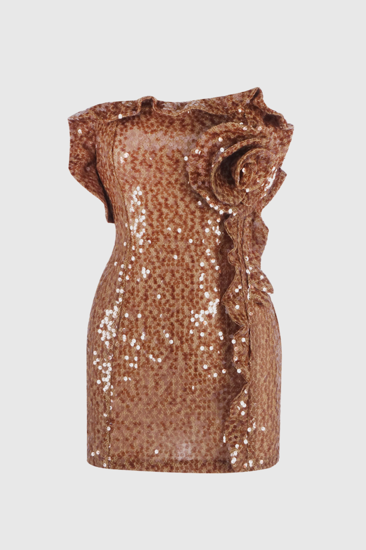 Charae Sequin Floral Strapless Mini Dress