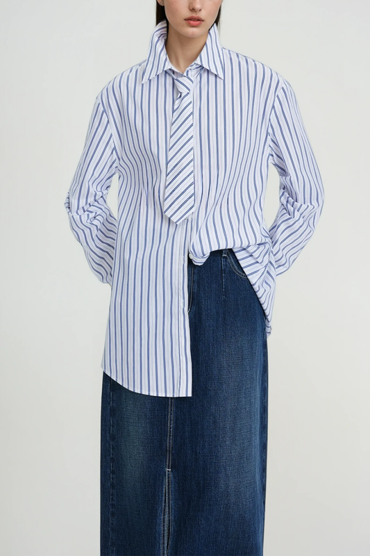 Ellalabel Chione Stripe Shirt - Crafted from High-quality Fabrication - Designed for Elegant Occasions.