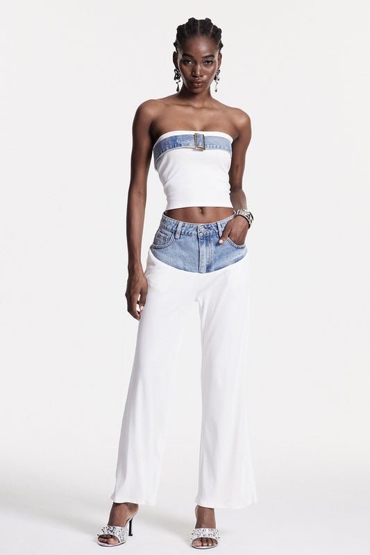 Ellalabel Chiyembekezo Strapless Knit Pants Set - Crafted from Soft-touch Fine Knit - Designed for Elegant Occasions.