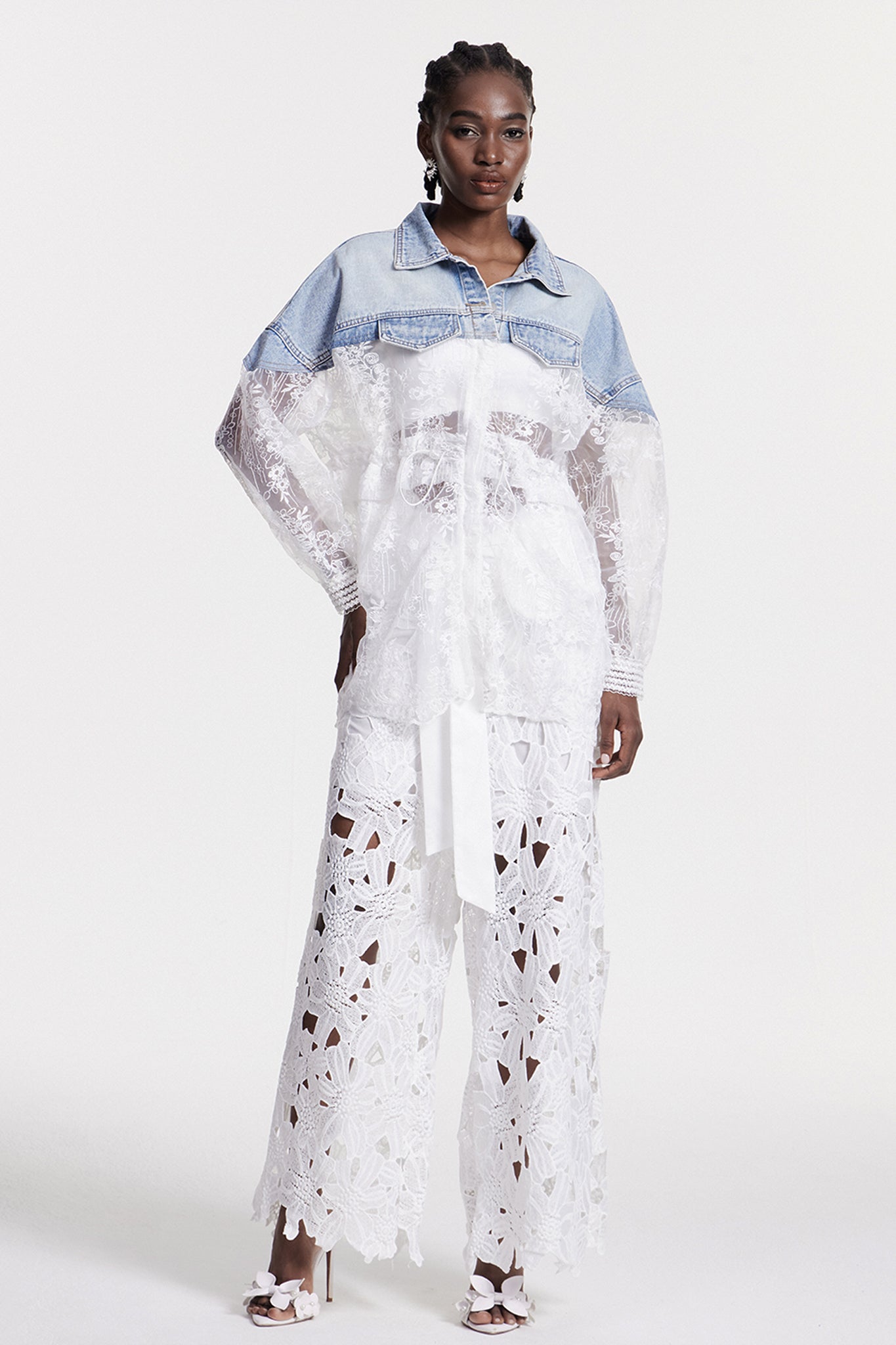 Chlothar Lace Embroidered Denim Jacket