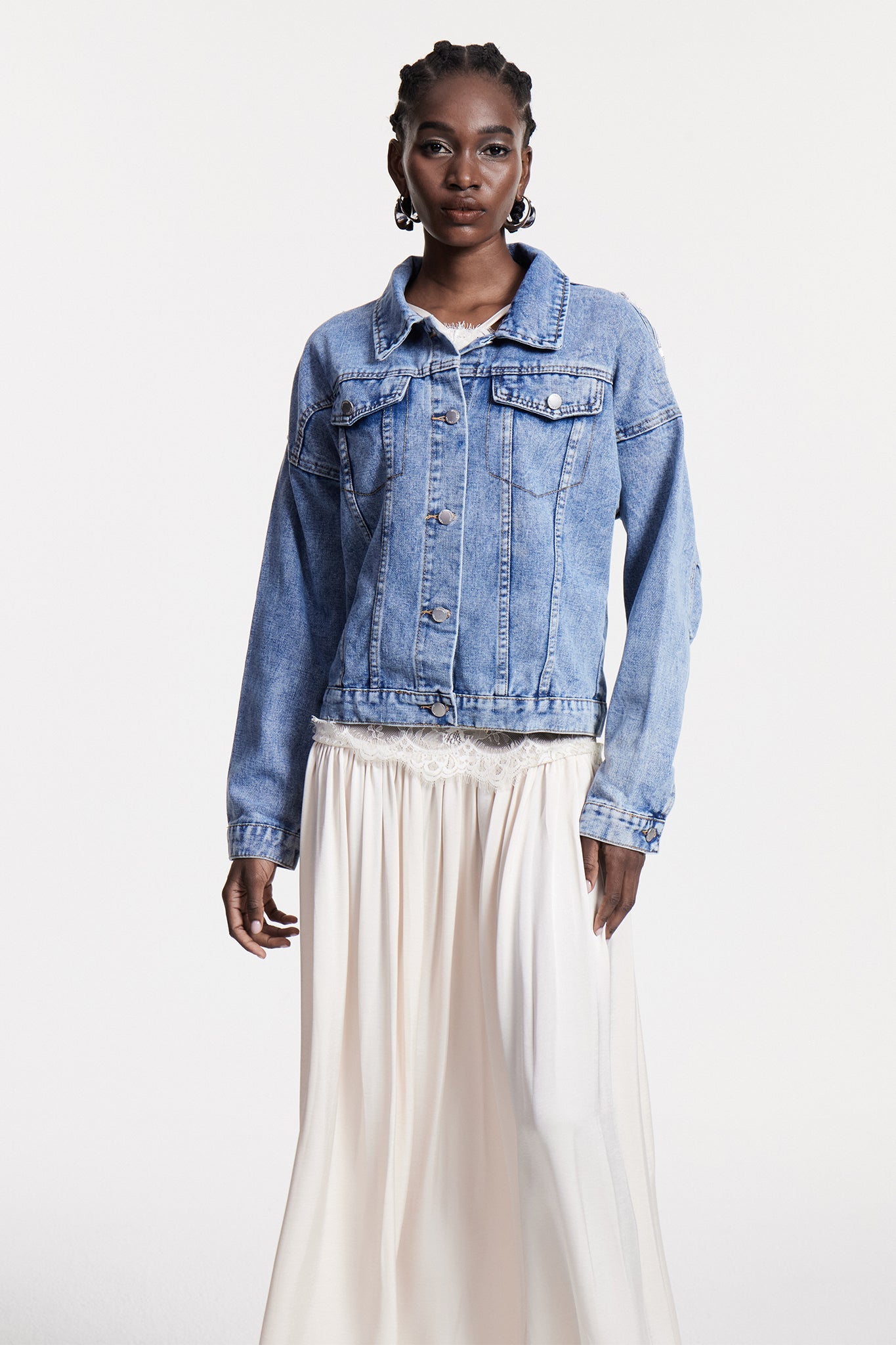 Shop  beautiful dress - Perfect for special occasions | Chouko Sequin Fringe Denim Jacket