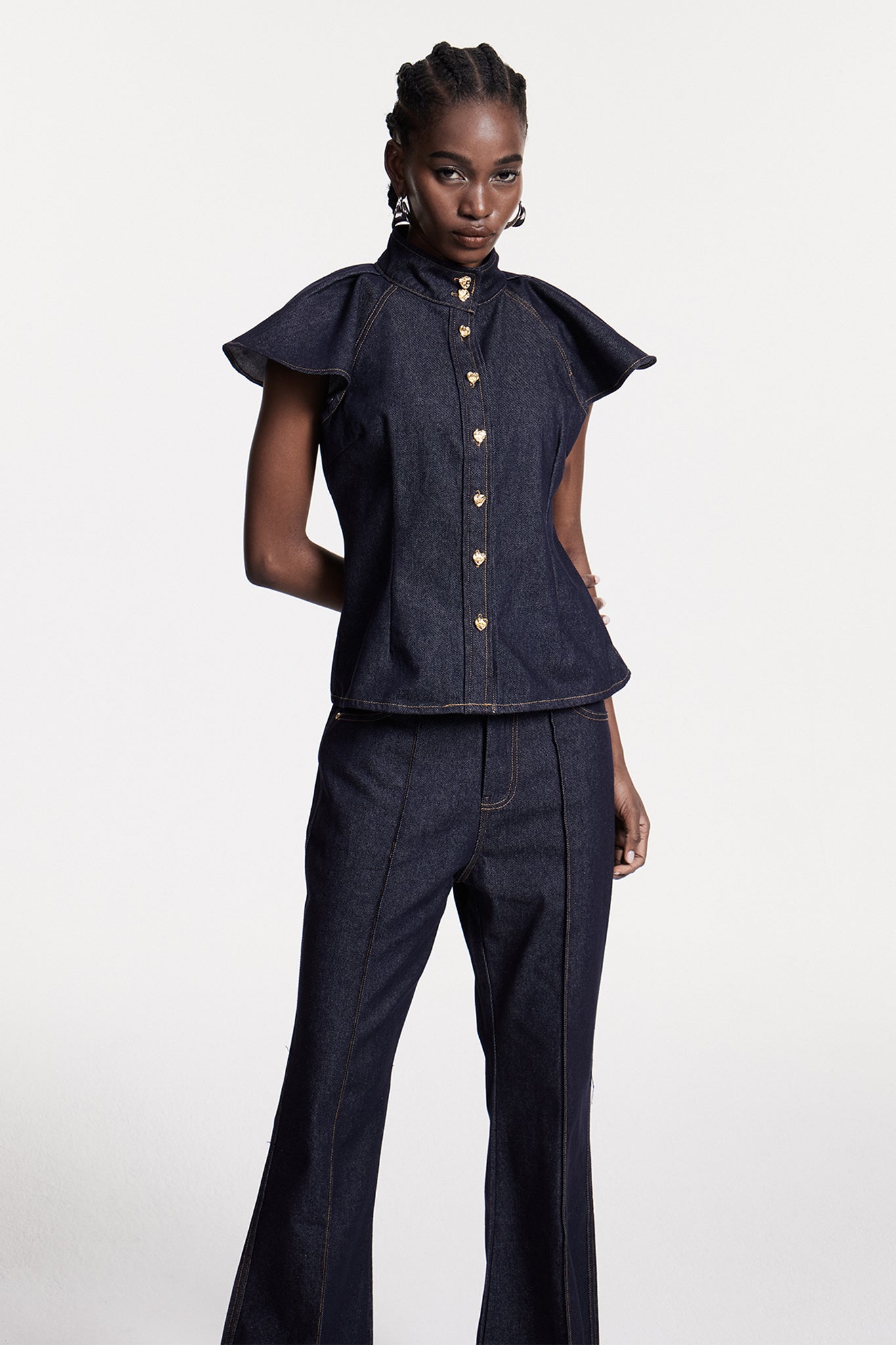 Chrestos Ruffle Denim Pants Set