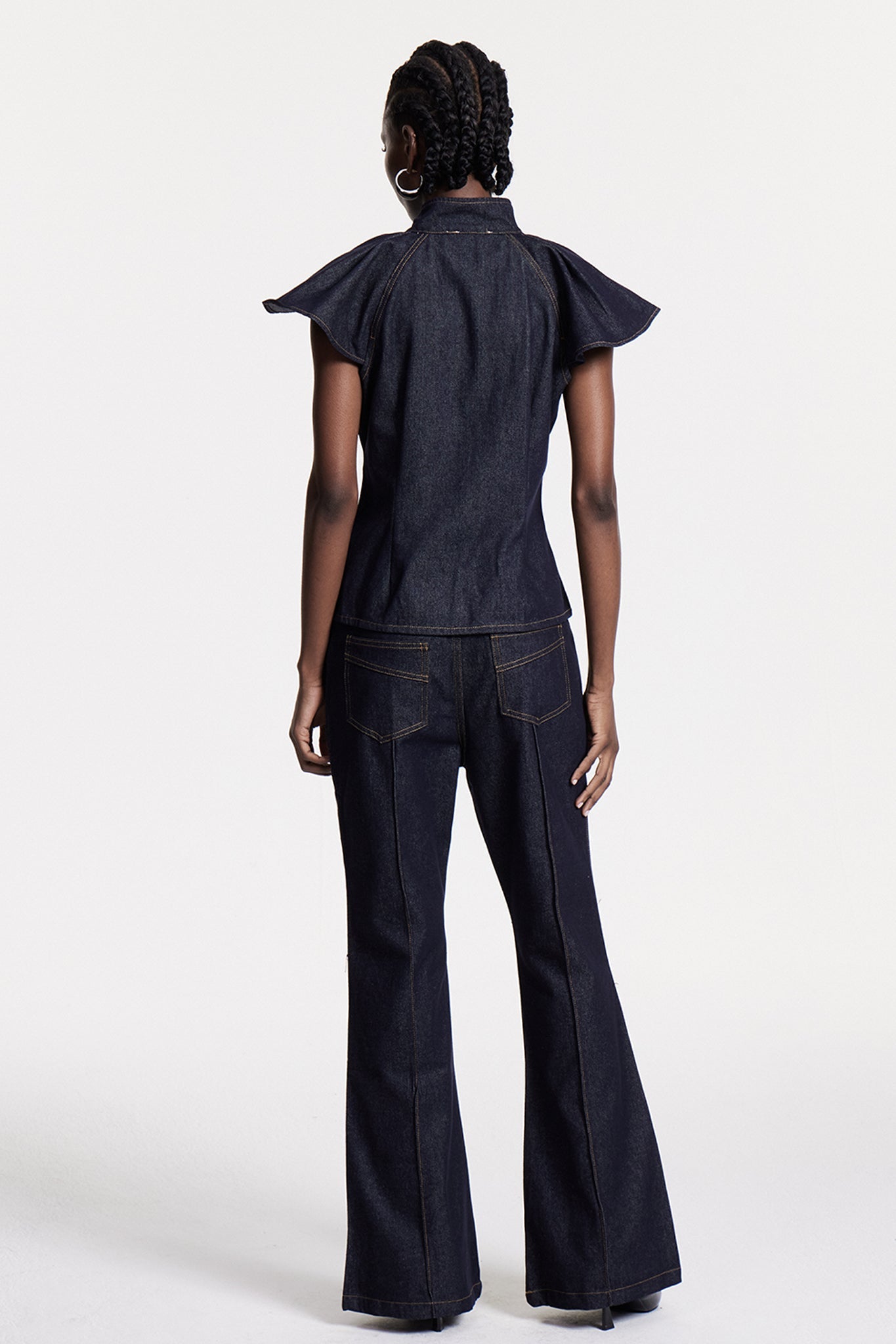 Stylish beautiful dress | Chrestos Ruffle Denim Pants Set - Ideal for special occasions