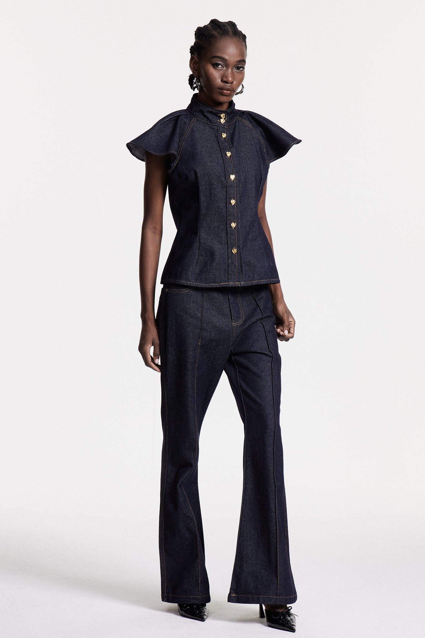 Chrestos Ruffle Denim Pants Set