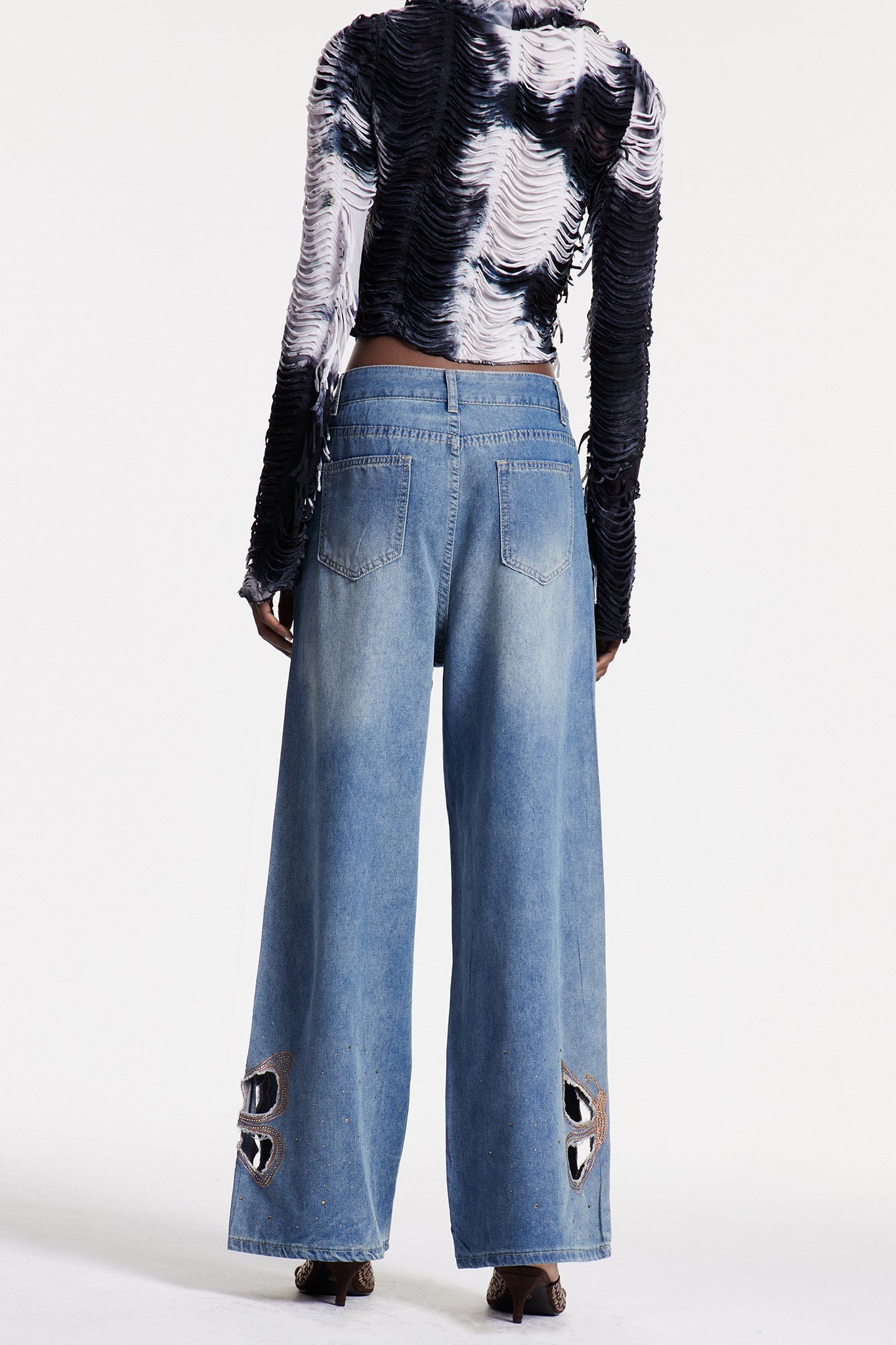 Christel Butterfly Embroidered Cutout Jeans