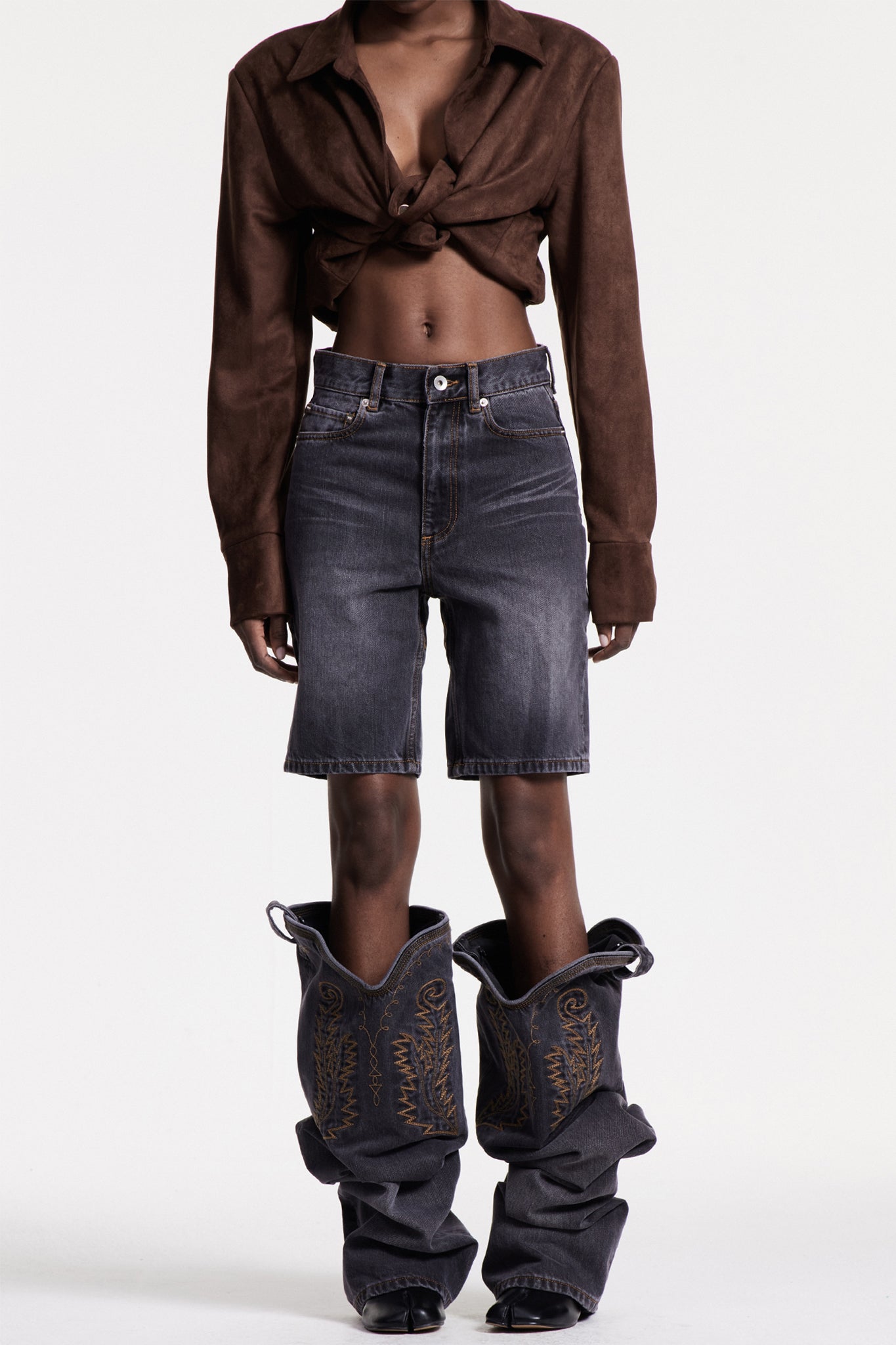 Christiana Embroidered Deconstruct Jeans - Stylish red dress for special occasions | Buy Online