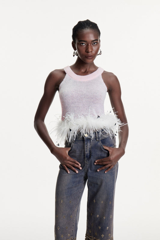 Ellalabel Christoffer Sleeveless Faux Fur Top - Crafted from High-quality Fabrication - Designed for Elegant Occasions.