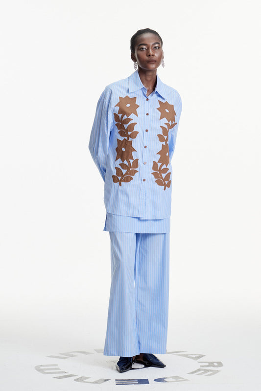 Ellalabel Clementina Print Stripe Pants Set - Crafted from High-quality Fabrication - Designed for Elegant Occasions.