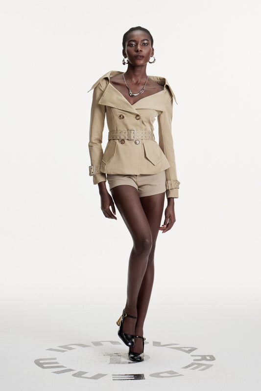 Ellalabel Colombo Lapel Buckle Pants Set - Crafted from High-quality Fabrication - Designed for Elegant Occasions.