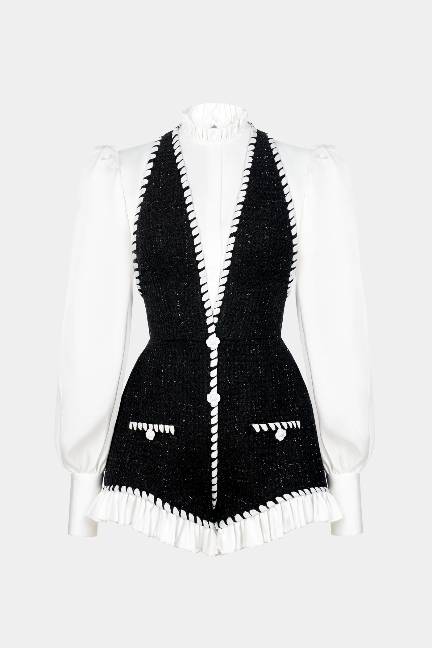 Stylish beautiful dress | Colver Halter Tweed Shirt Romper - Ideal for special occasions