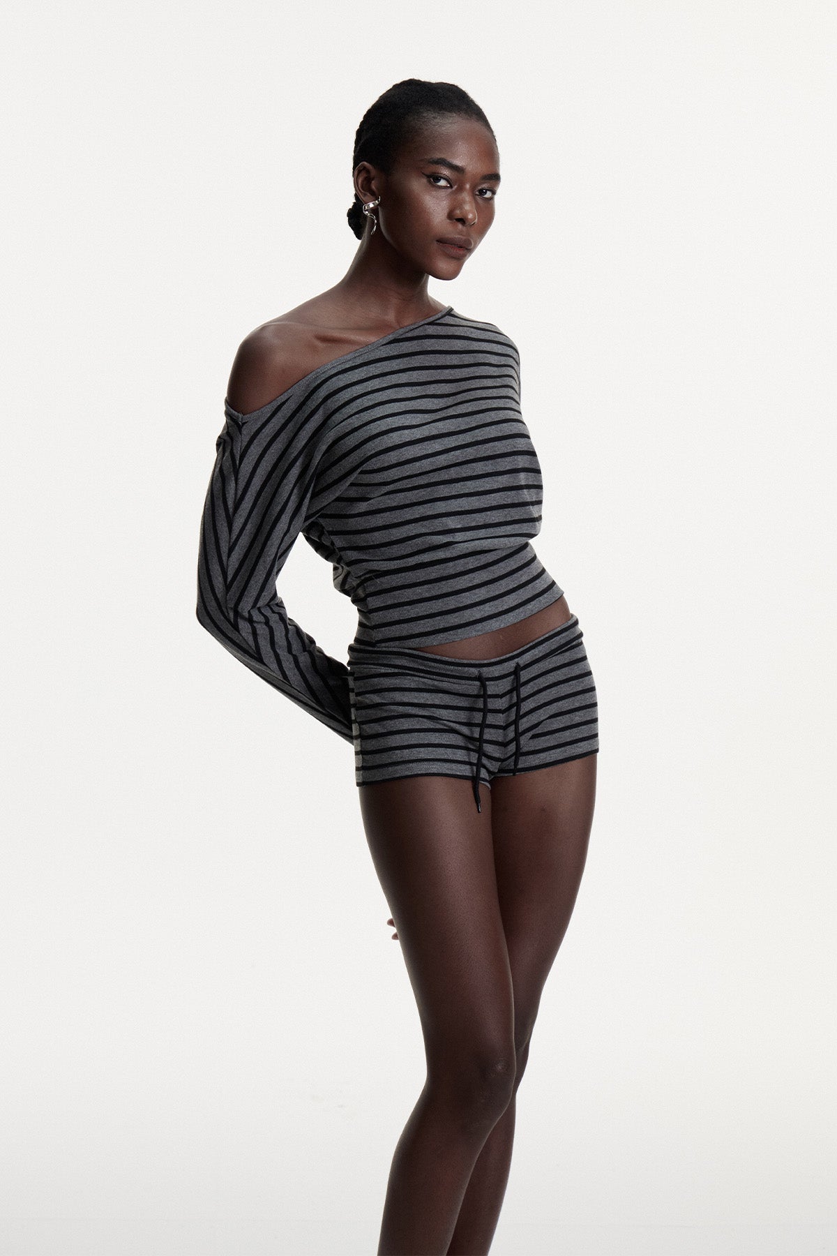 Connla Asymmetric Stripe Pants Set