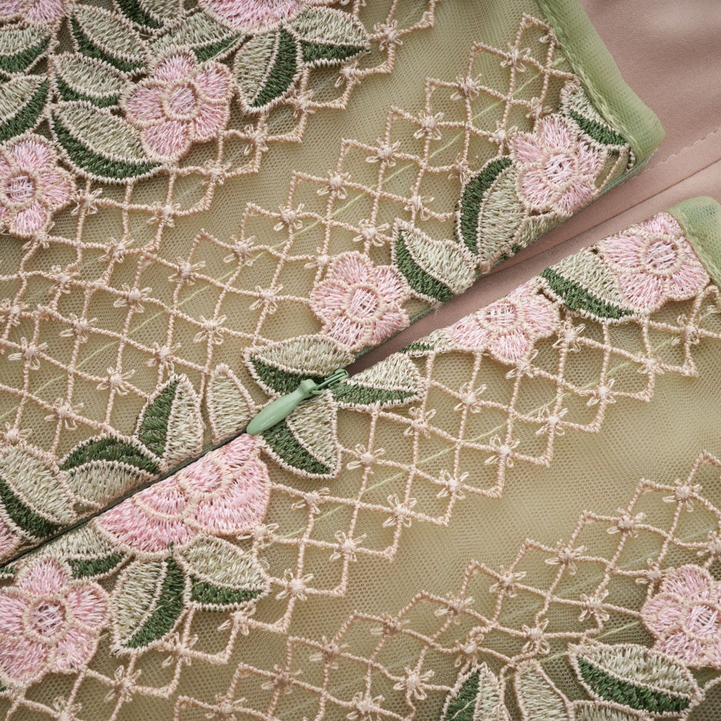 octavia Tulle Panel Floral Midi Dress in green