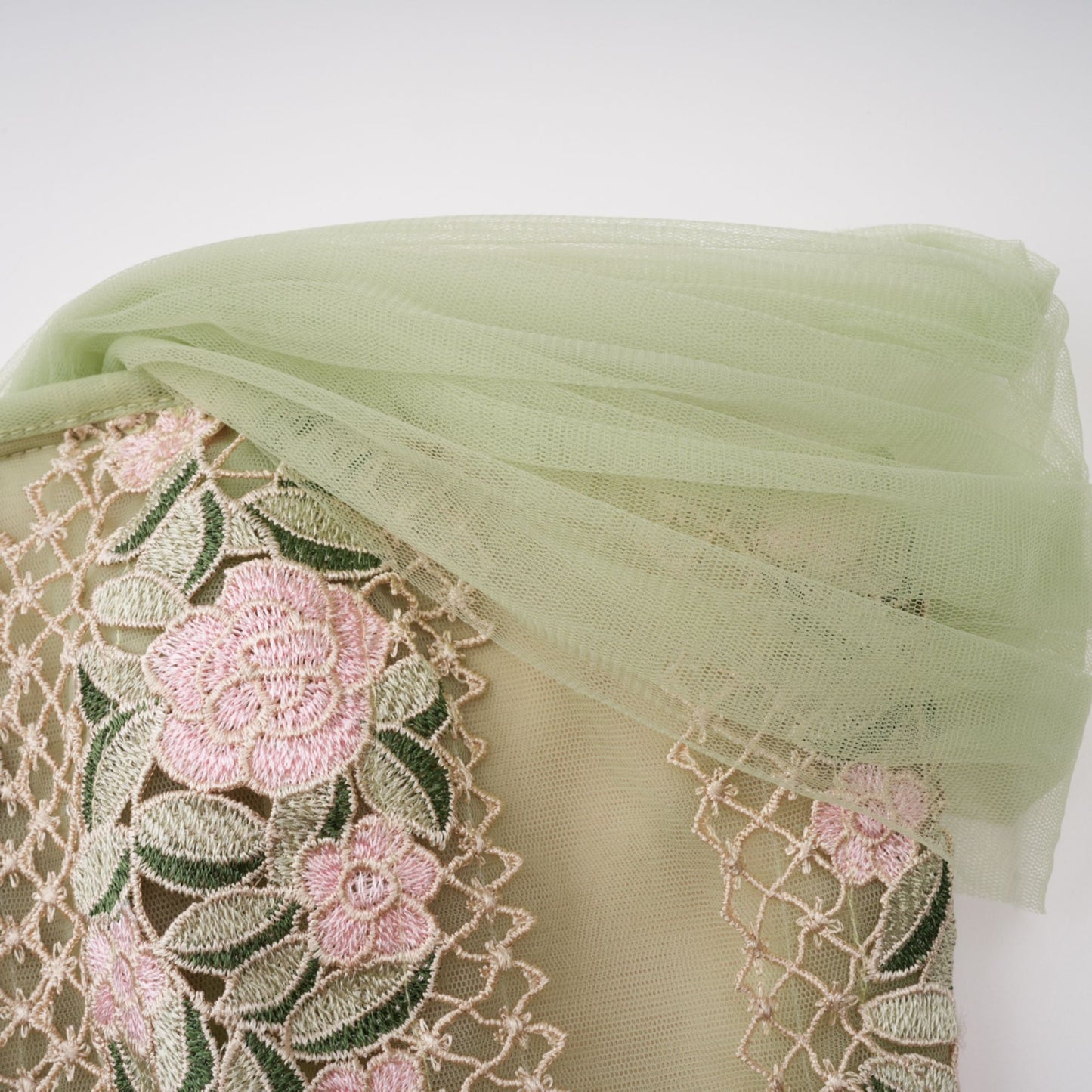 octavia Tulle Panel Floral Midi Dress in green