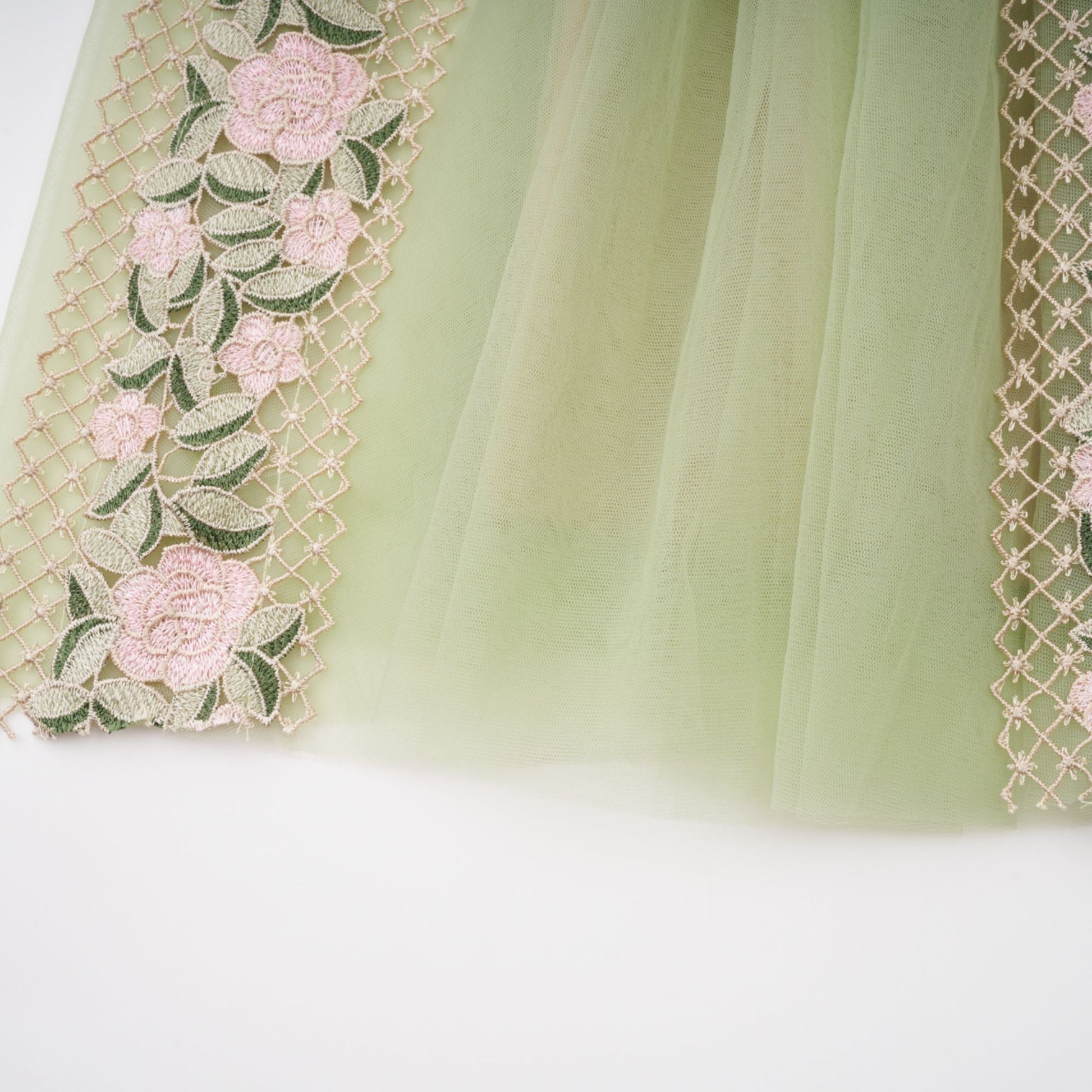 octavia Tulle Panel Floral Midi Dress in green