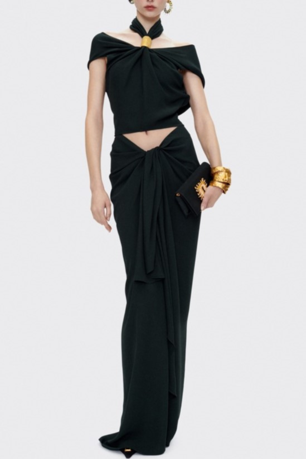 judith Halter Twisted Skirt Two Piece Set - Black