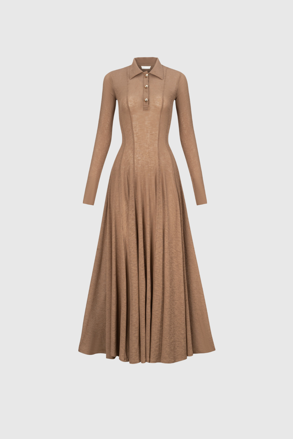 Dany Long Sleeve Ruffle Knit Maxi Dress In Khaki - Stylish beautiful dress for special occasions | Buy Online