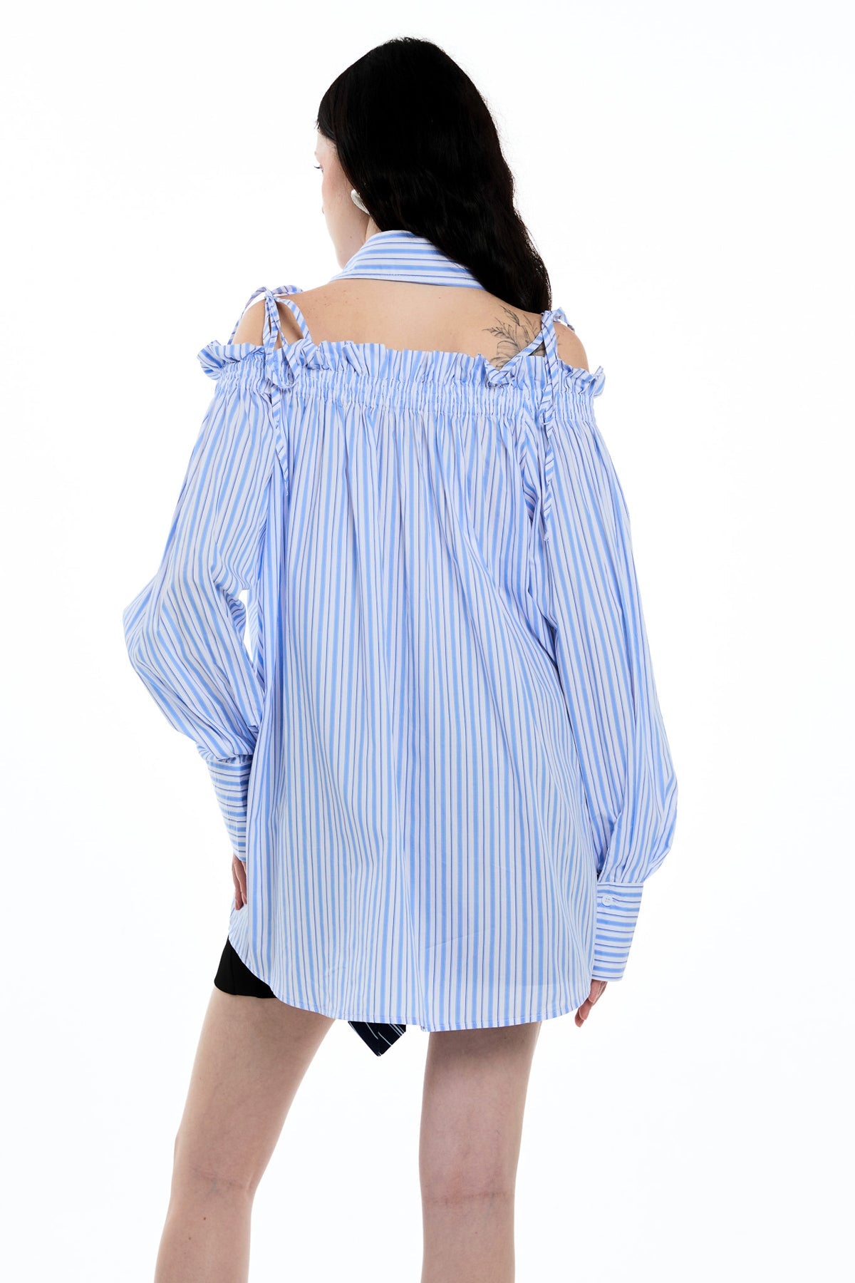 Daquan Two Piece Bow Stripe Top In Blue