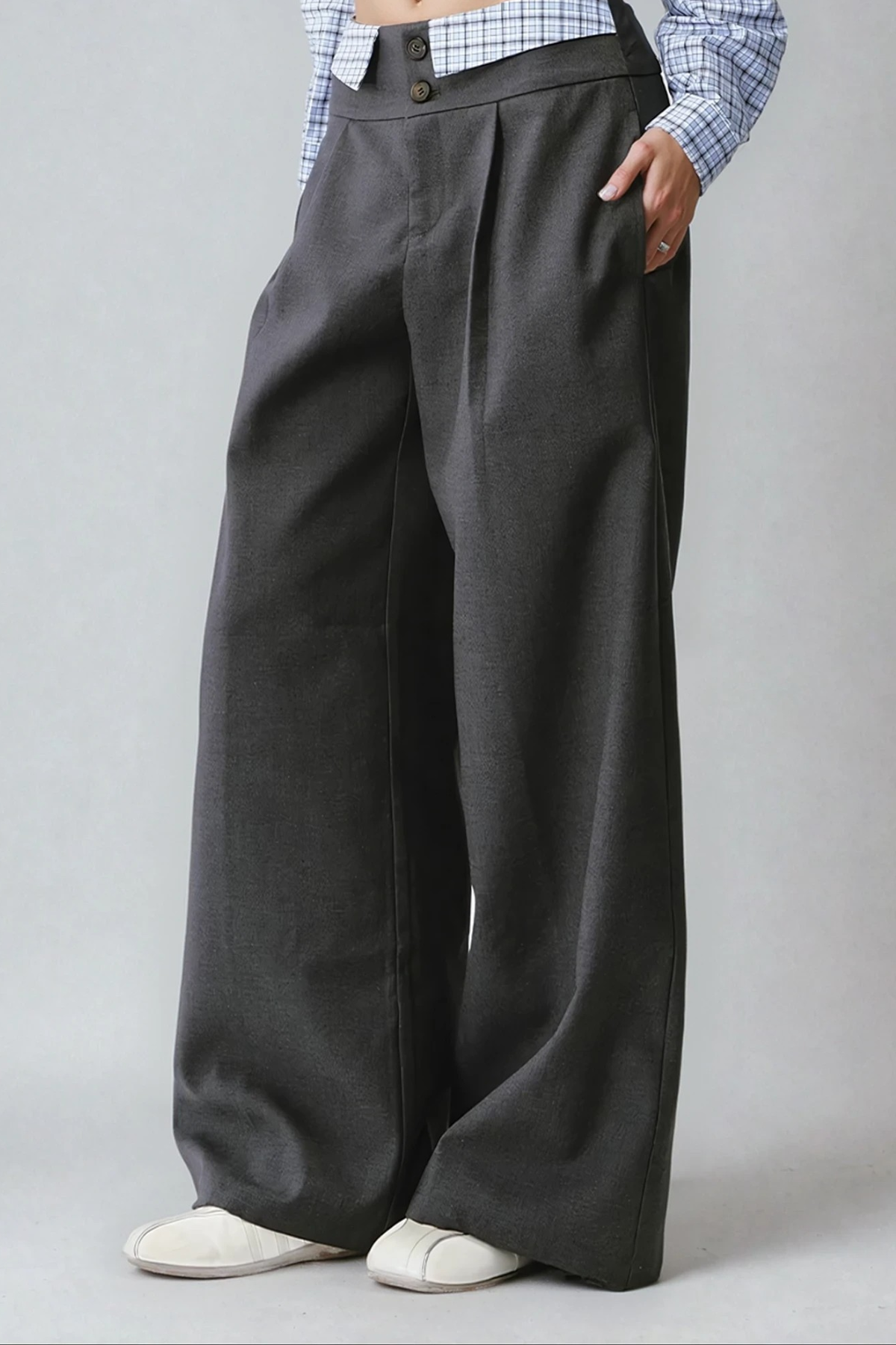 laurel One Shoulder Plaid Pants Set