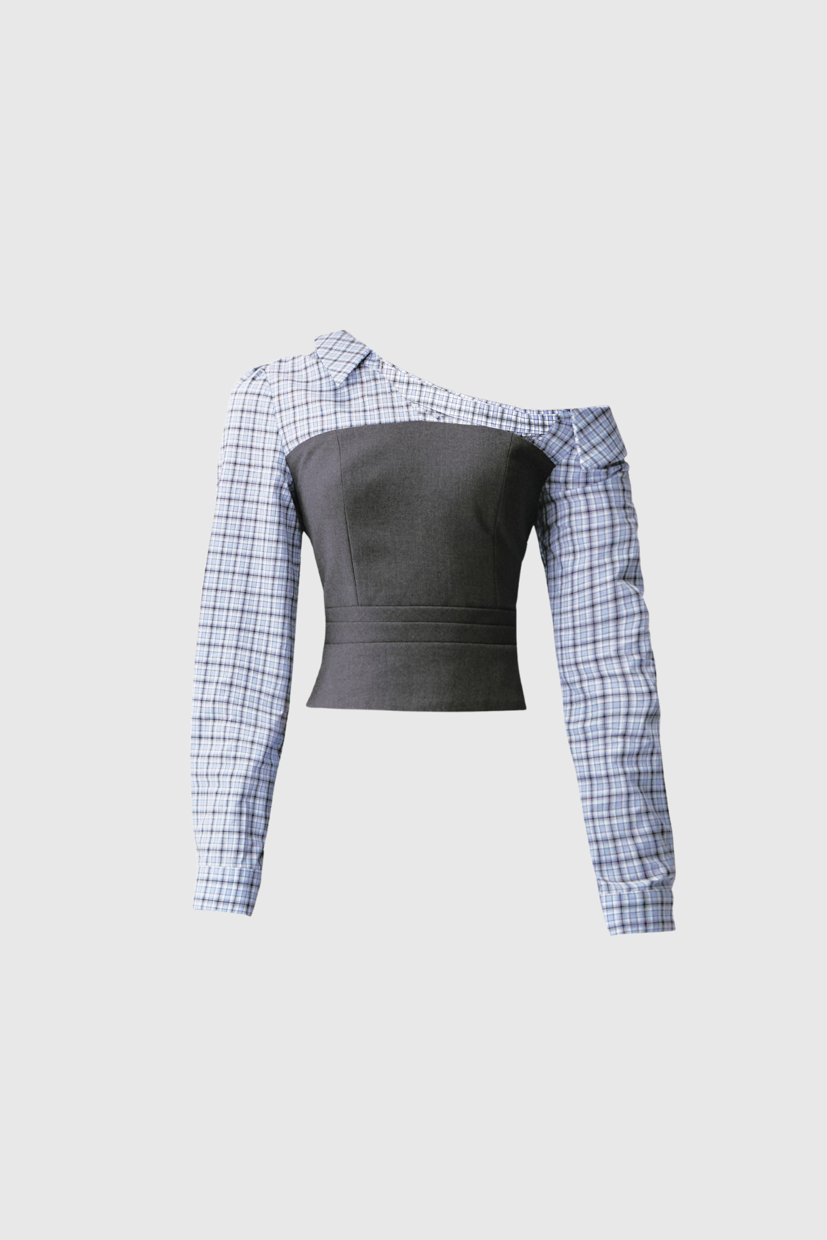 laurel One Shoulder Plaid Pants Set