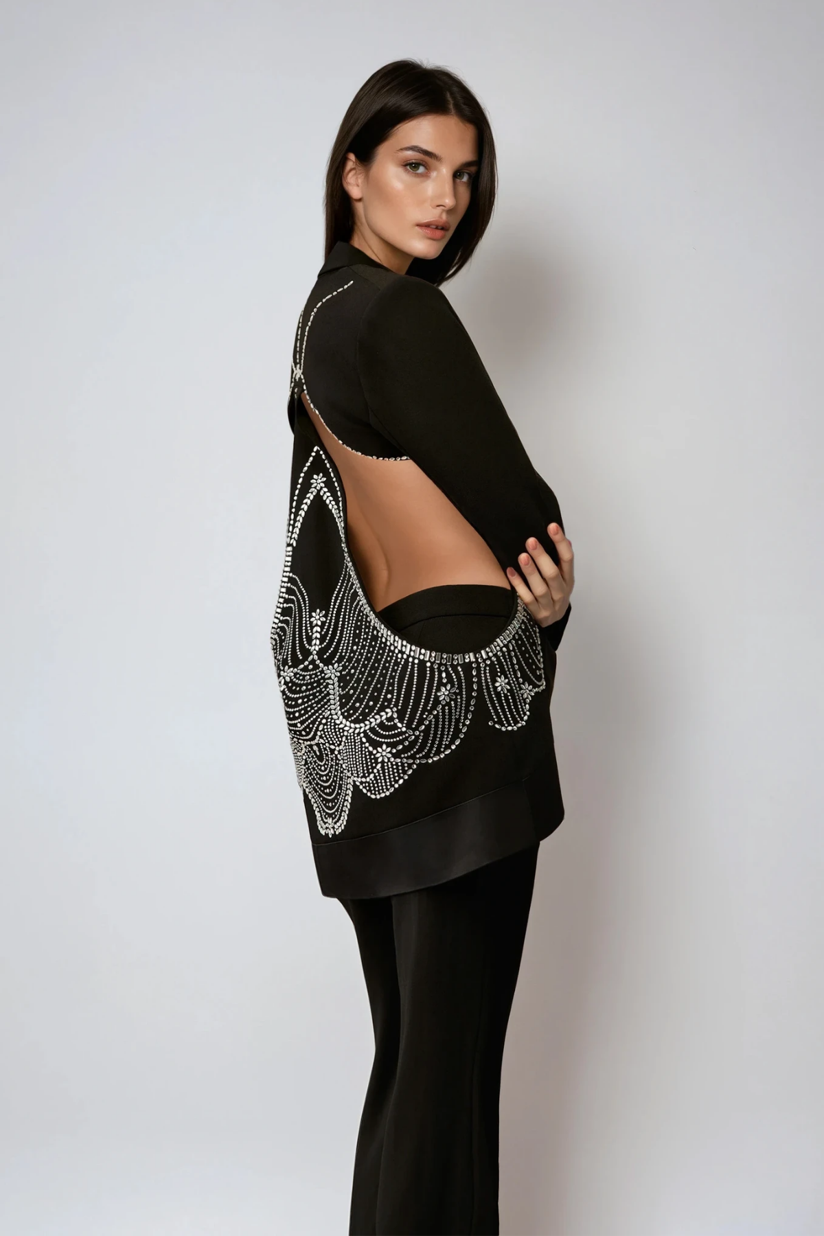 Stylish beautiful dress | Darrell Rhinestone Cutout Pants Set - Ideal for special occasions