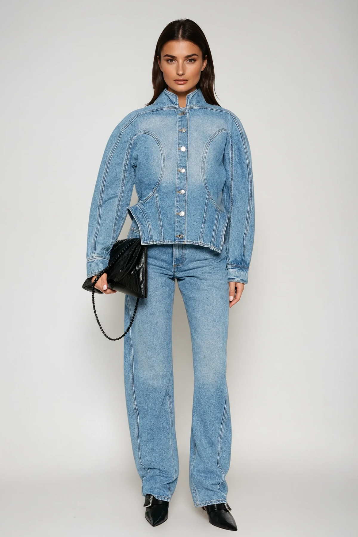 Darya Denim Pants Set In Blue - Stylish blue dress for special occasions | Buy Online