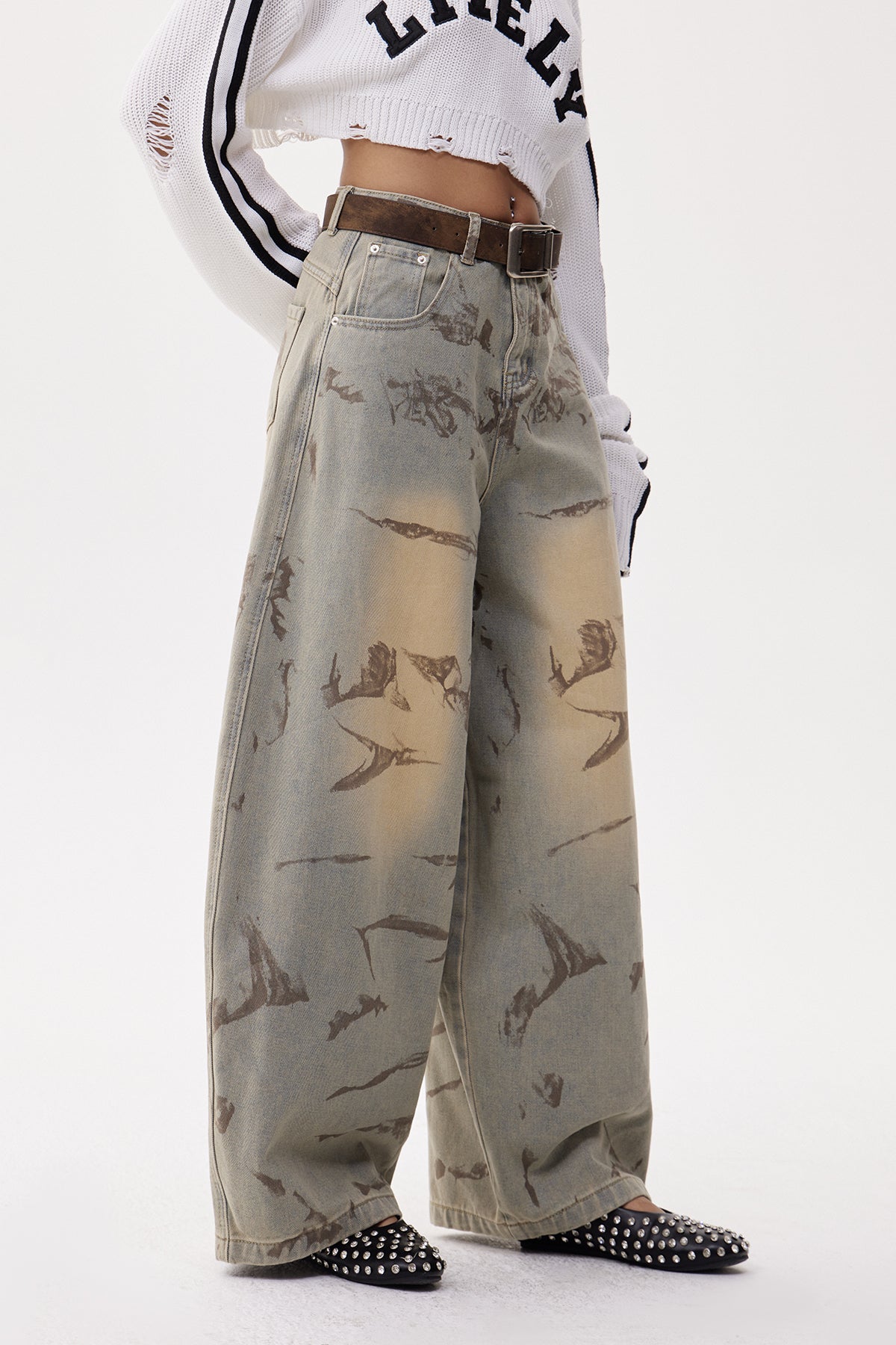 wendy Print Baggy Jeans