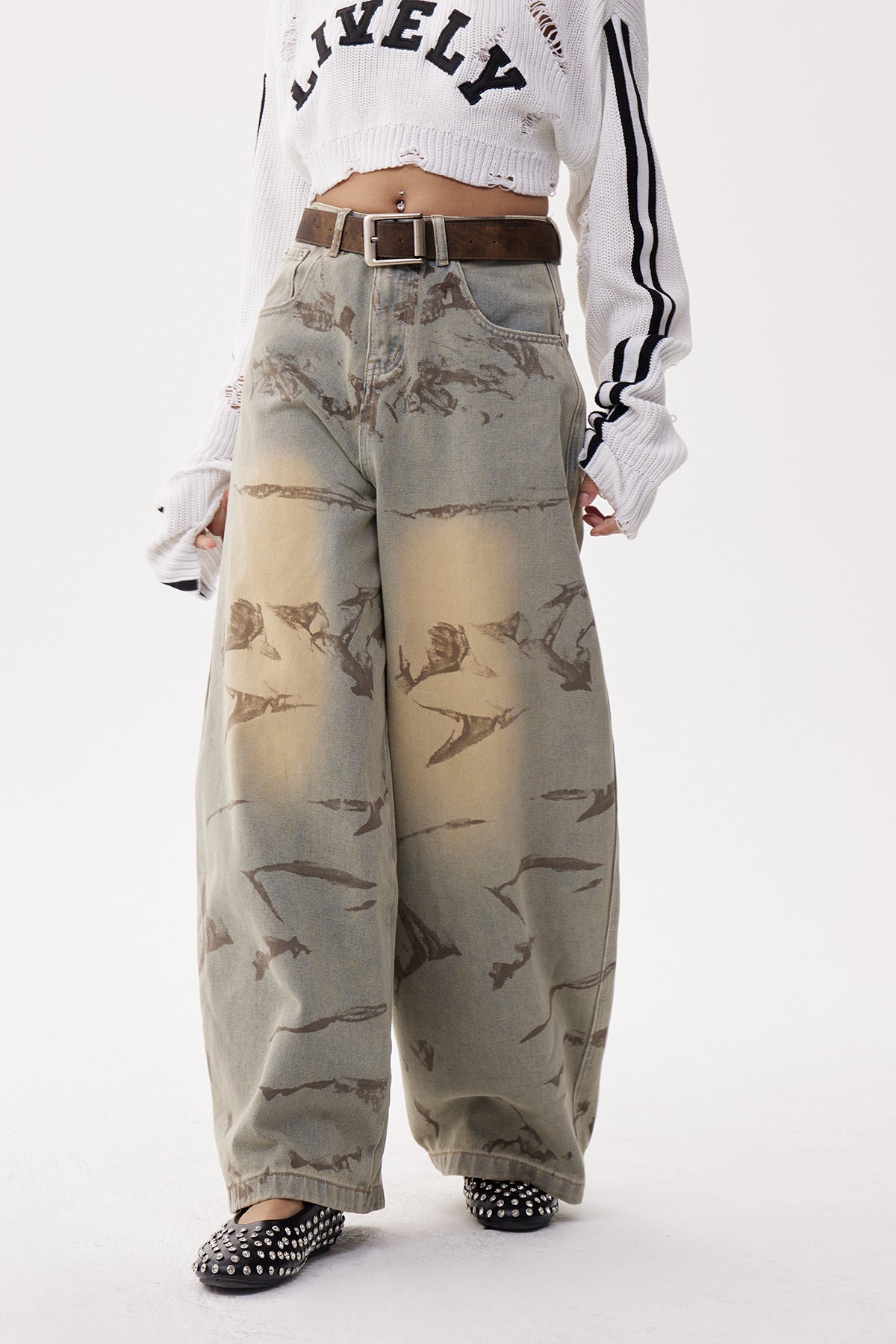 wendy Print Baggy Jeans