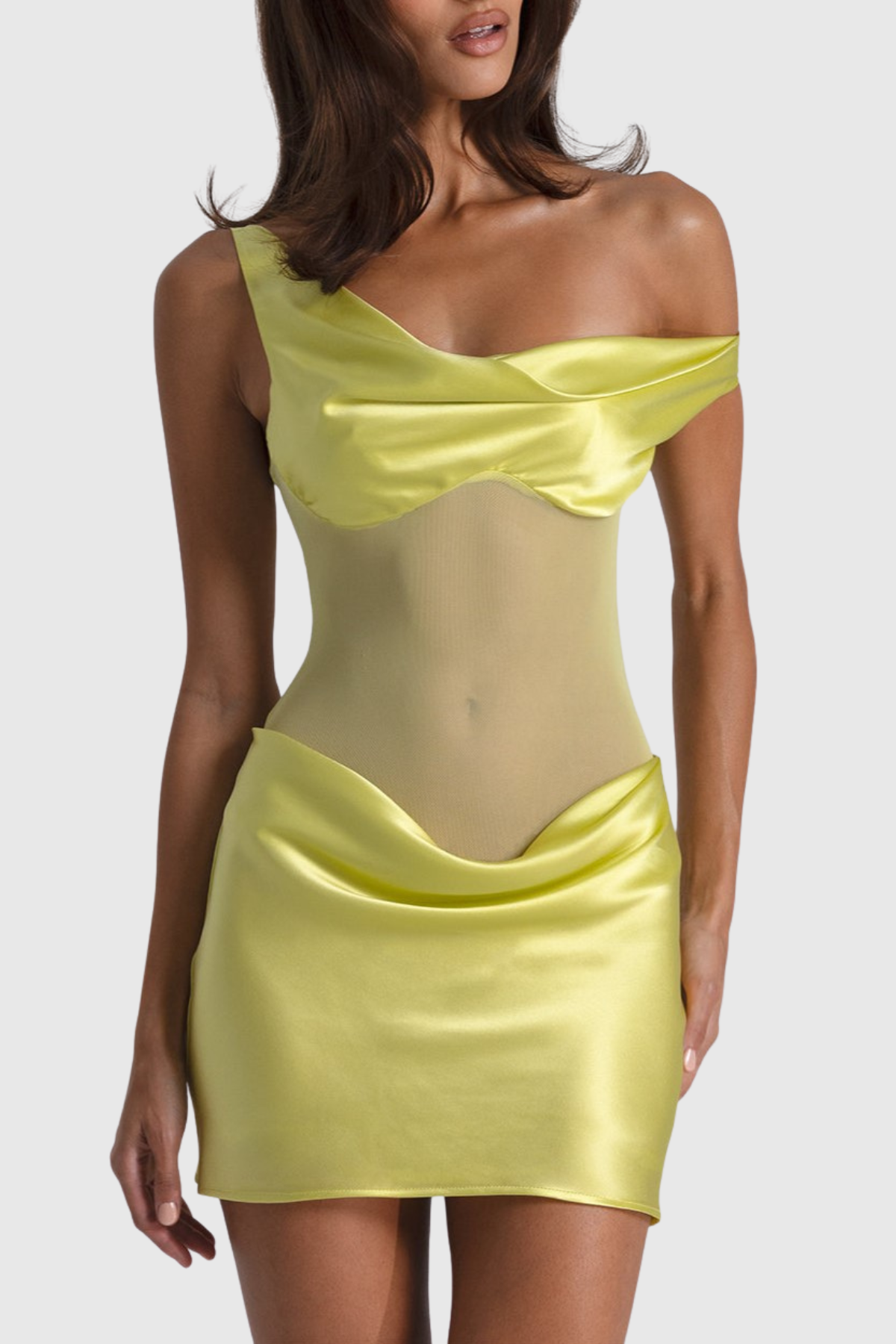 Stylish yellow dress | Addison Off Shoulder Mesh Mini Dress - Yellow - Ideal for special occasions