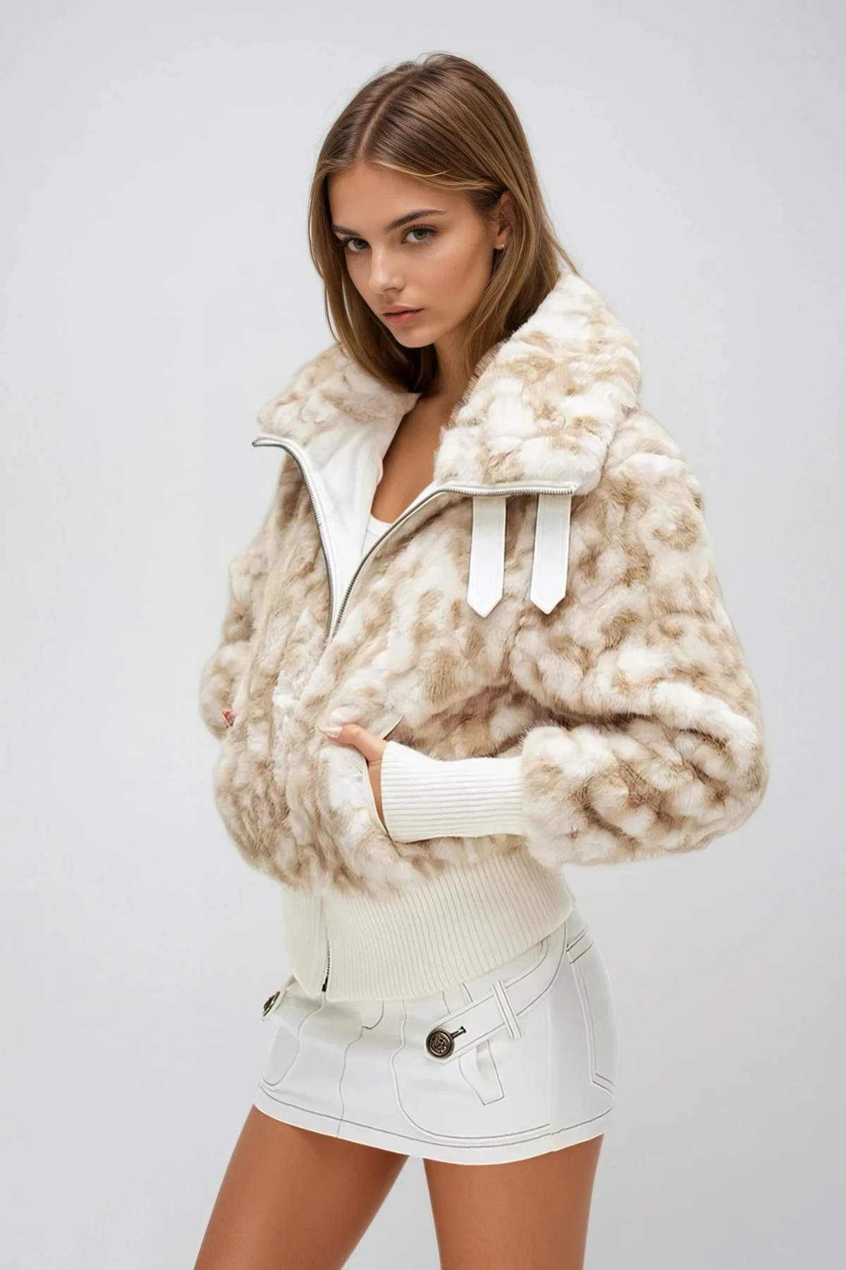 jacqueline Deconstruct Hayley Faux Fur Jacket