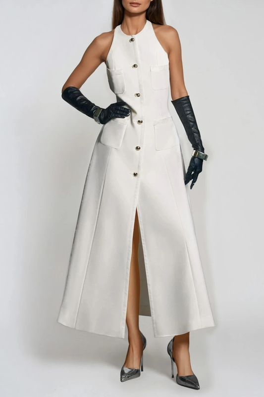 Ellalabel lindsay Sleeveless Split Maxi Dress - Crafted from High-quality Fabrication- Ideal for Wedding Guest and Formal Galas.