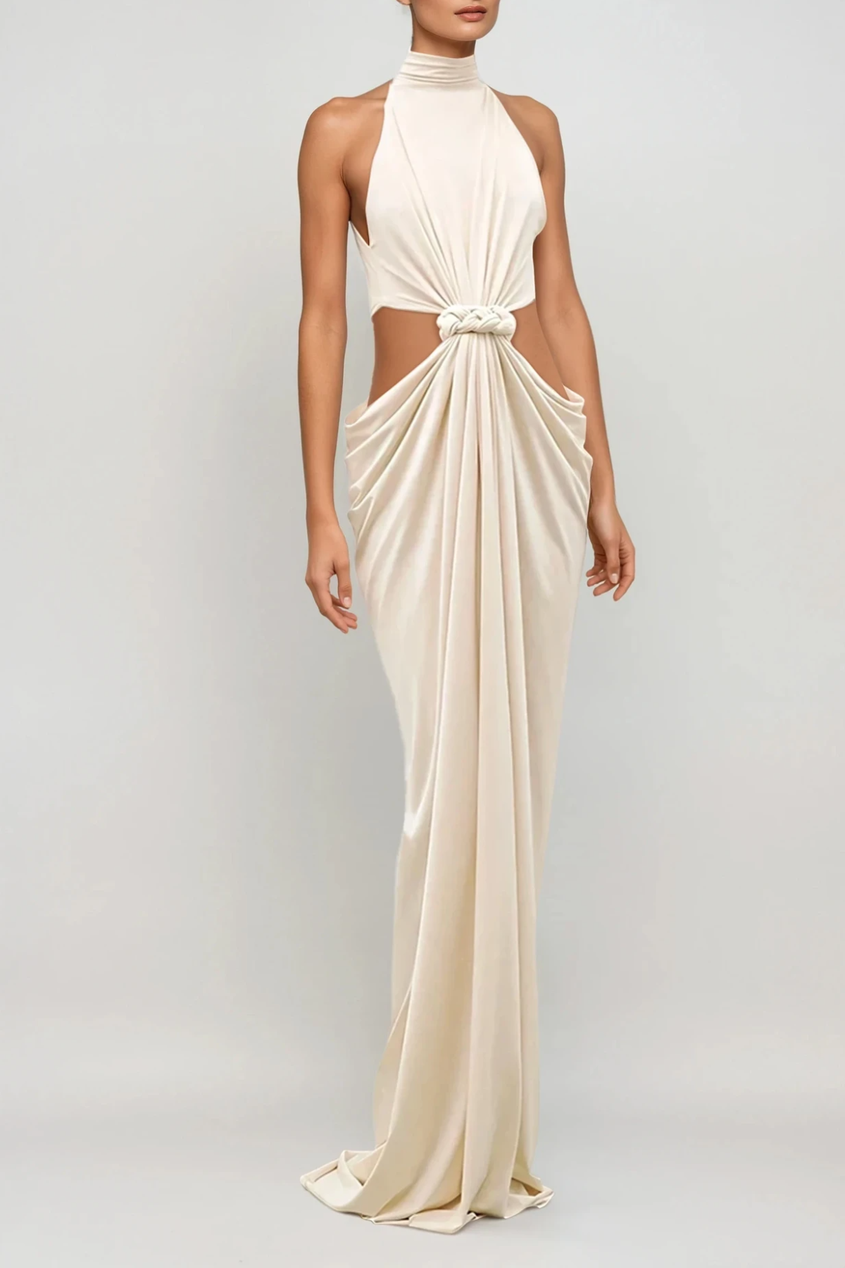barbara High Neck Cutout Twist Maxi Dress