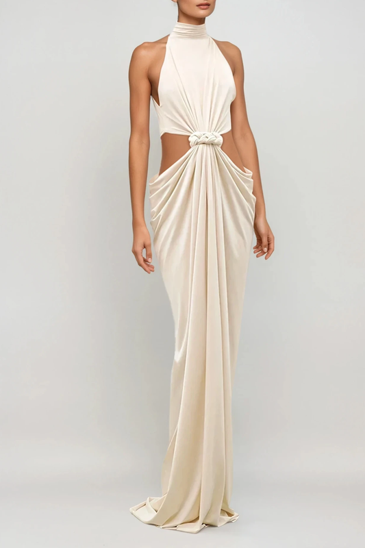 Ellalabel barbara High Neck Cutout Twist Maxi Dress - Crafted from High-quality Fabrication- Ideal for Wedding Guest and Formal Galas.