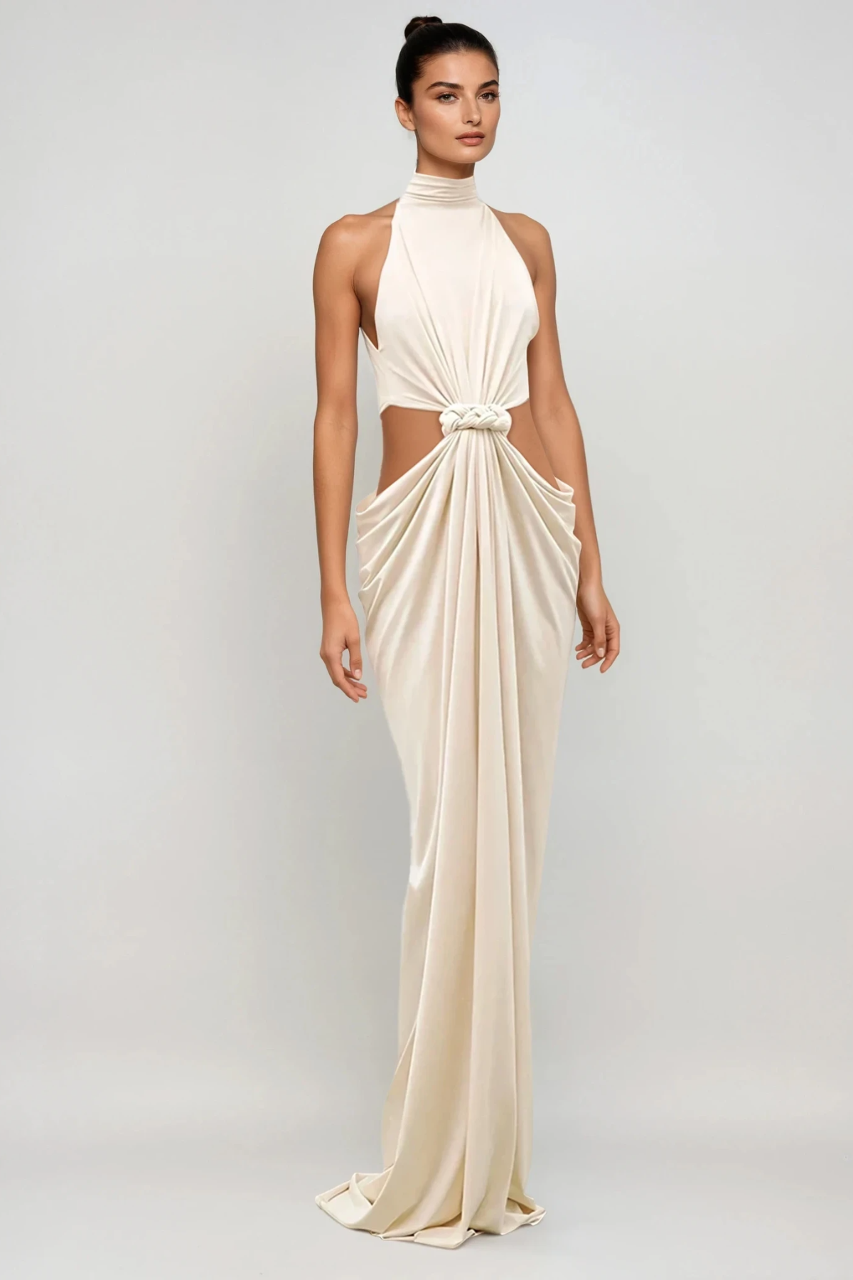 barbara High Neck Cutout Twist Maxi Dress