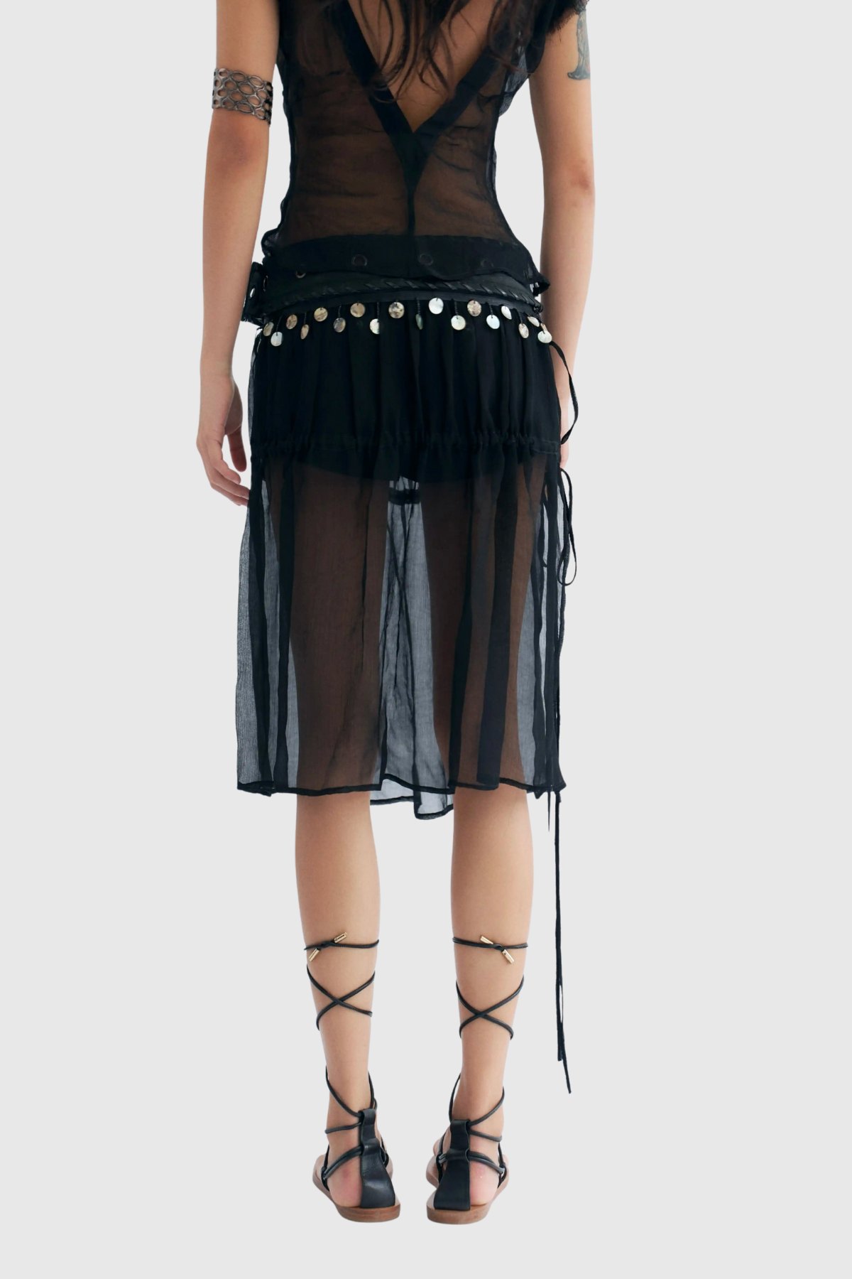 margaret Deconstruct Sequin Mesh Midi Skirt