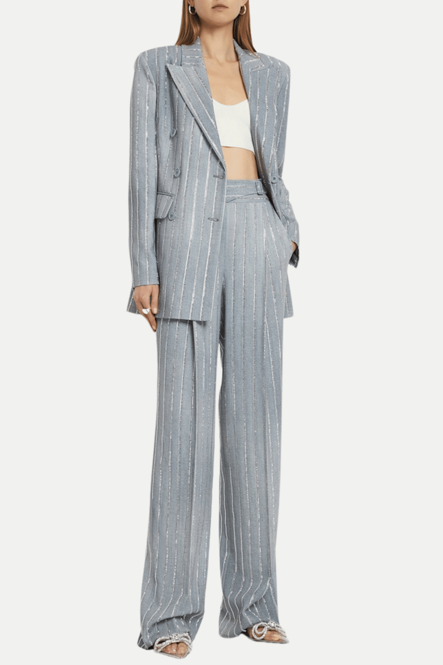 Shop  beautiful dress - Perfect for special occasions | Dulcie Rhinestone-embellished Pinstripe Blazer Set