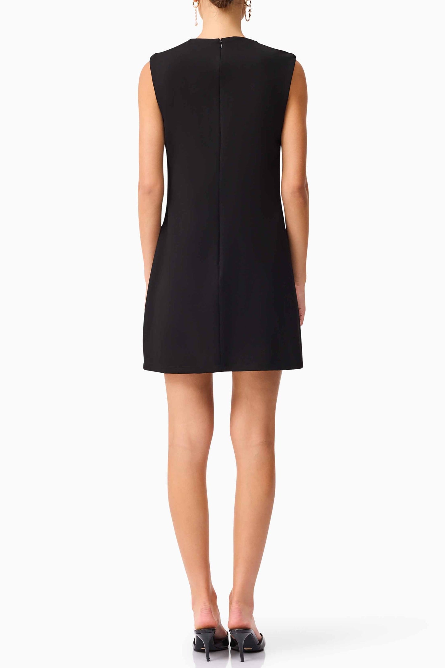 elizabeth 3d flower embellished Mini Dress in Black