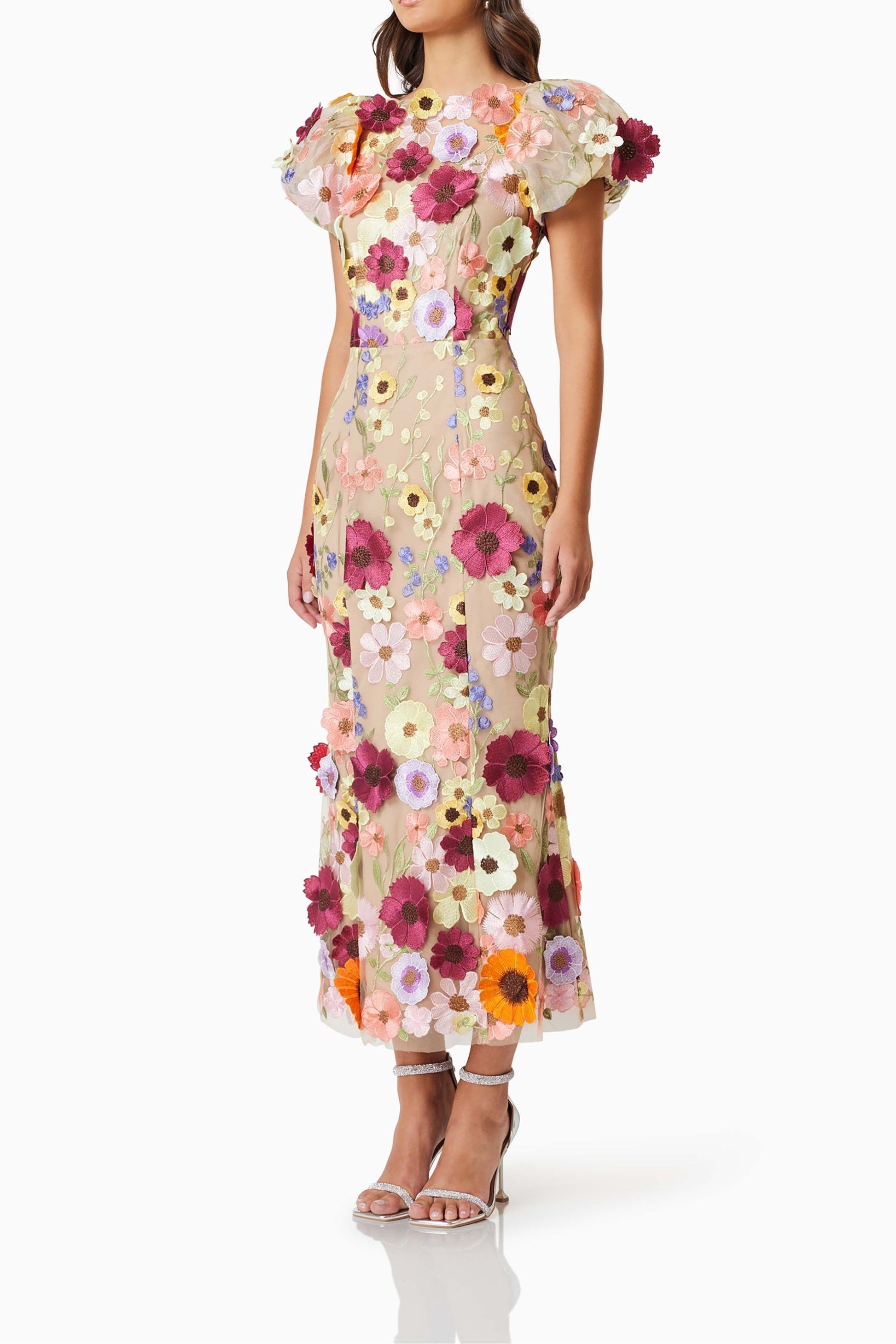 madeline 3D Lace Maxi Dress In Pink