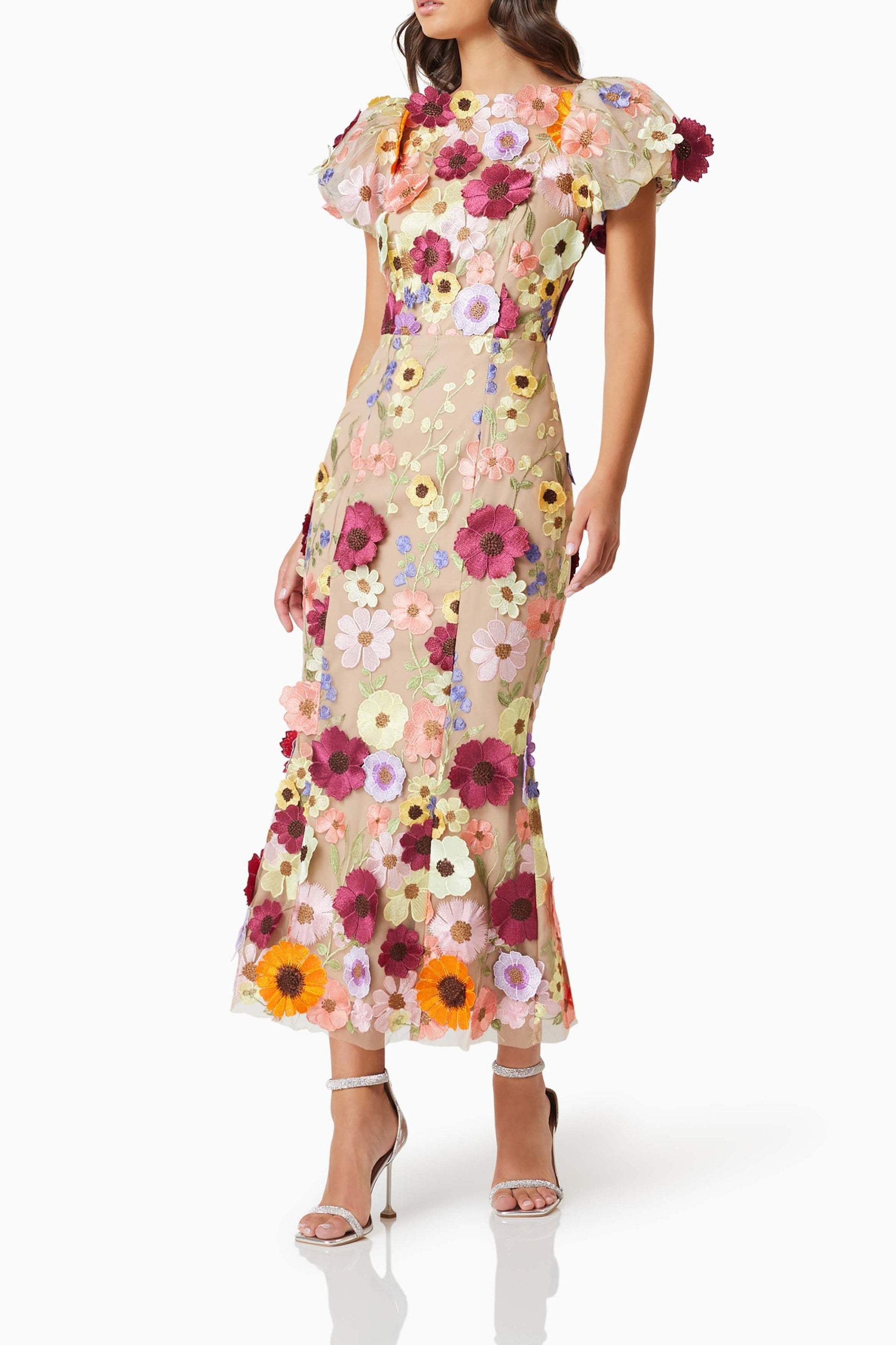 madeline 3D Lace Maxi Dress In Pink